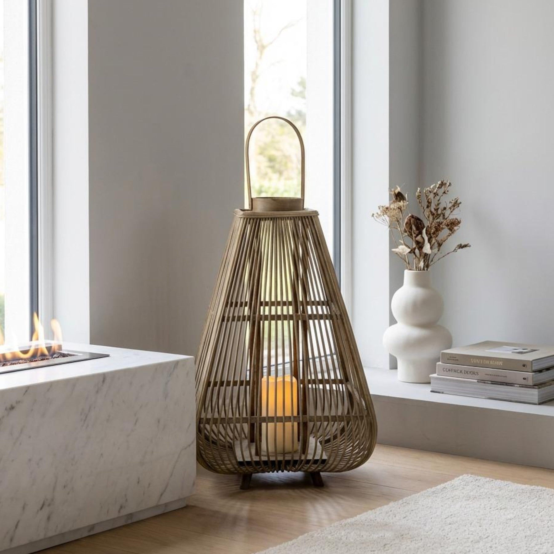 Extra Large Natural Bamboo LED Lantern