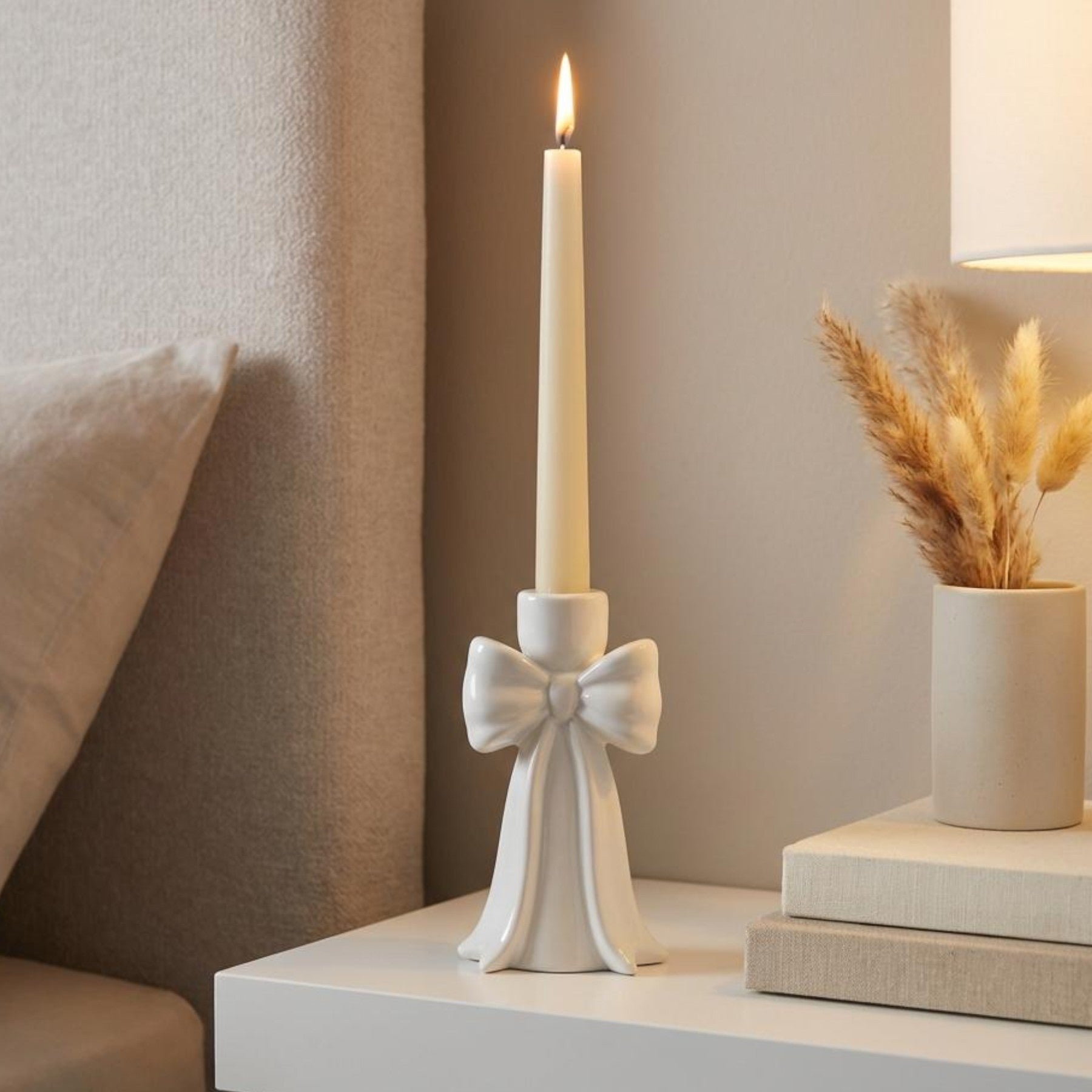 Tall Draping Bow Candle Holder