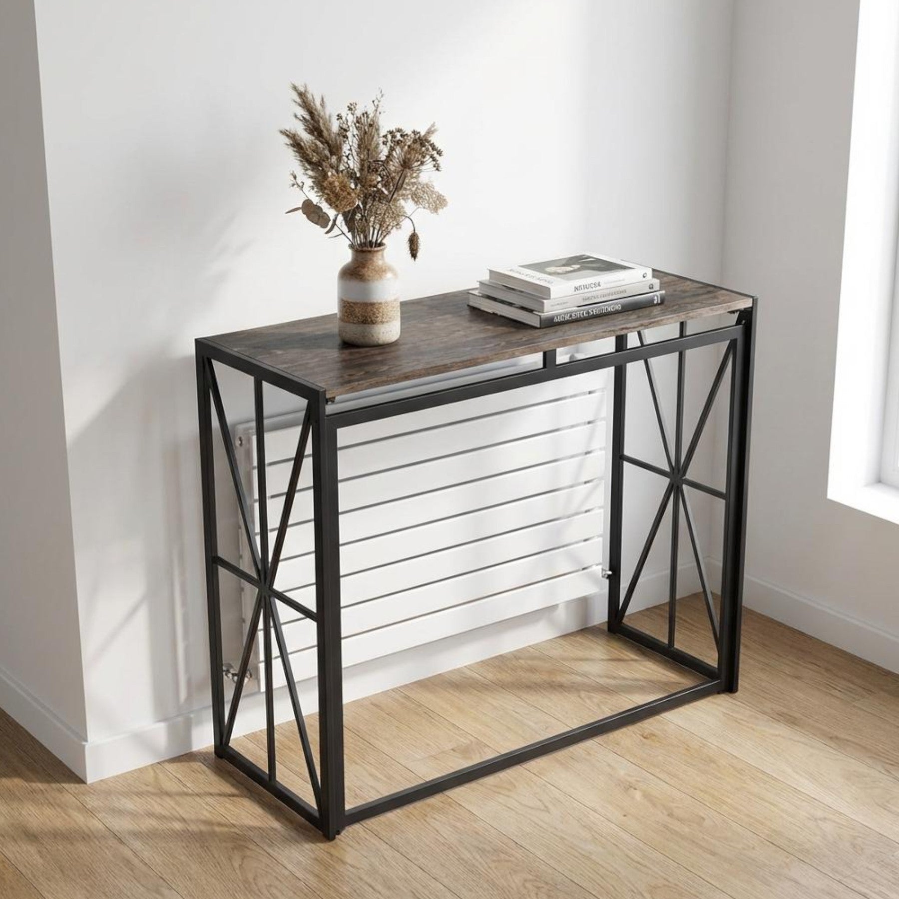 Rustic Wood Top Console Table