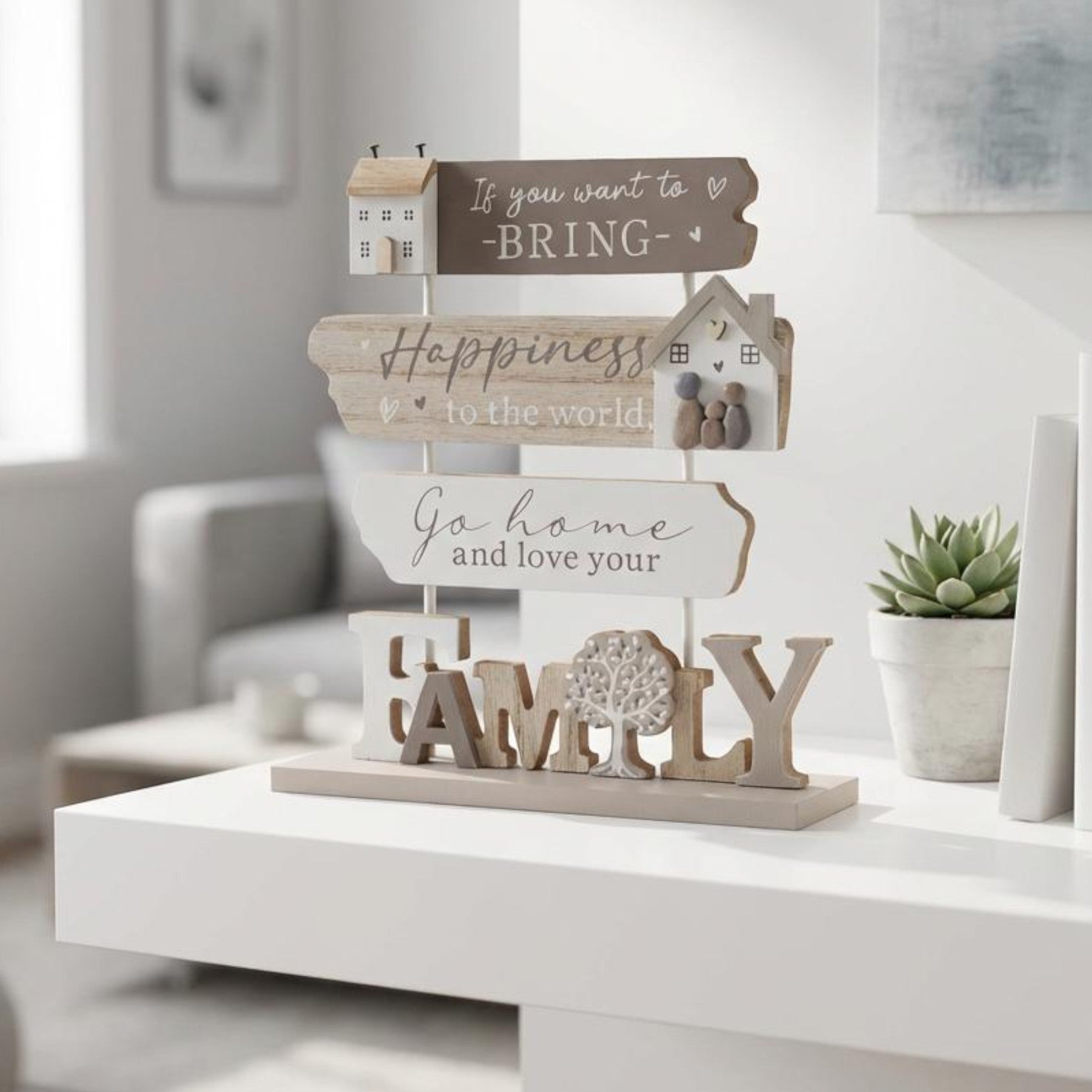 Standing Family Pebble Plaque