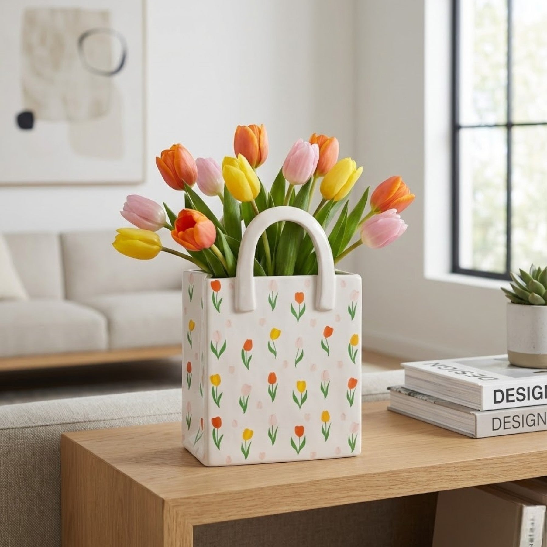 Tulip Print Flower Vase