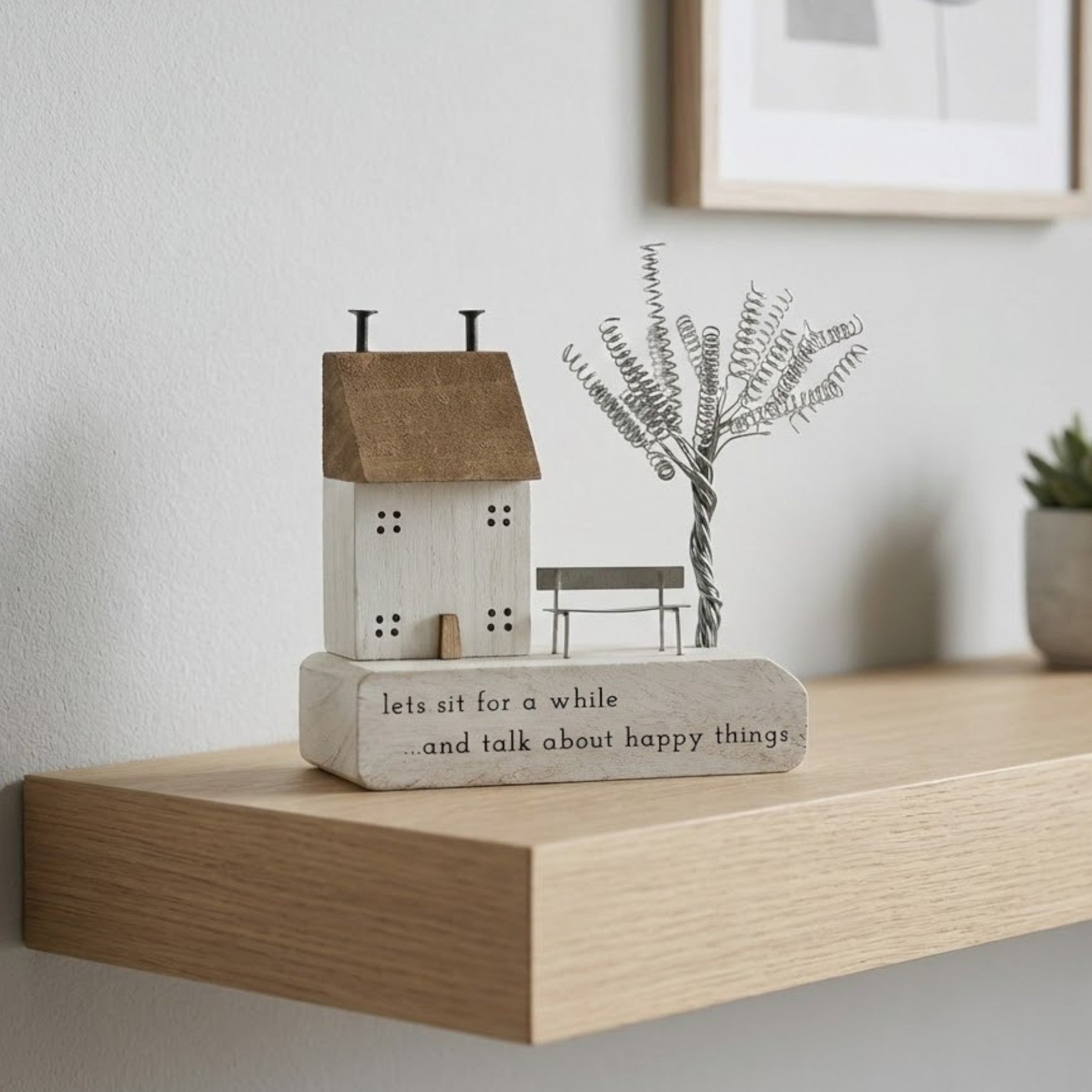 Happy Things Wooden House Plaque