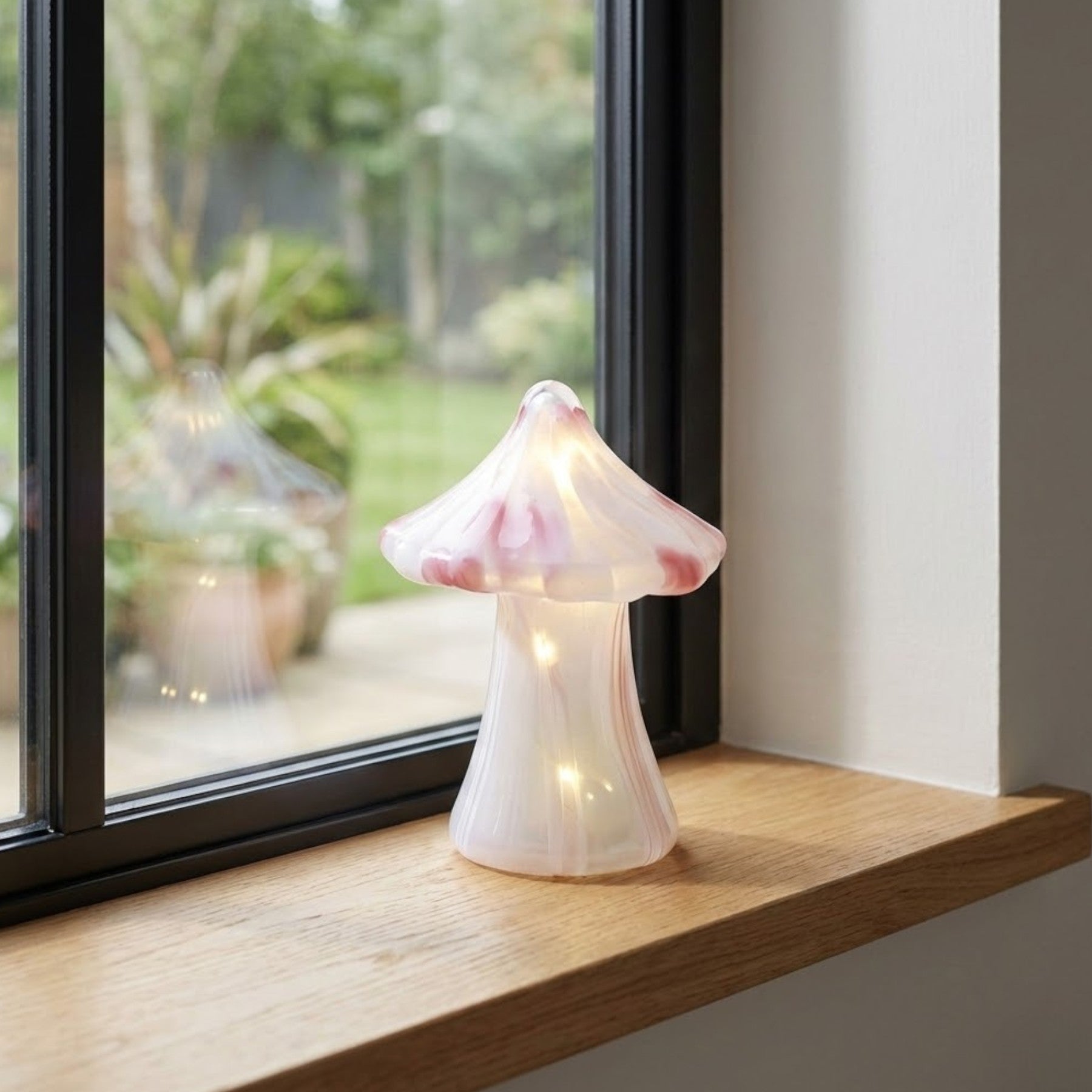 Light Up Glass Toadstool Decoration