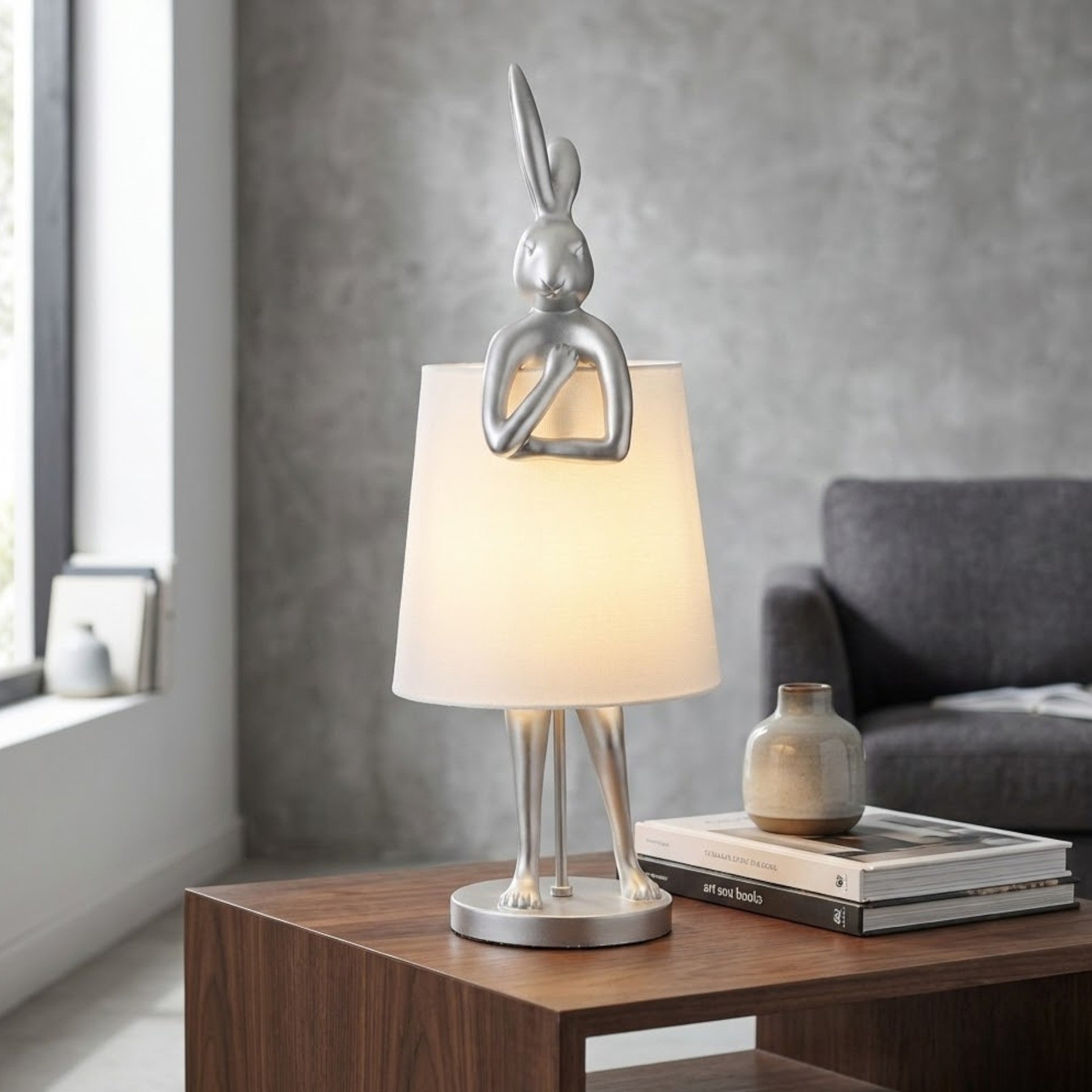 Leaning Over Rabbit Table Lamp