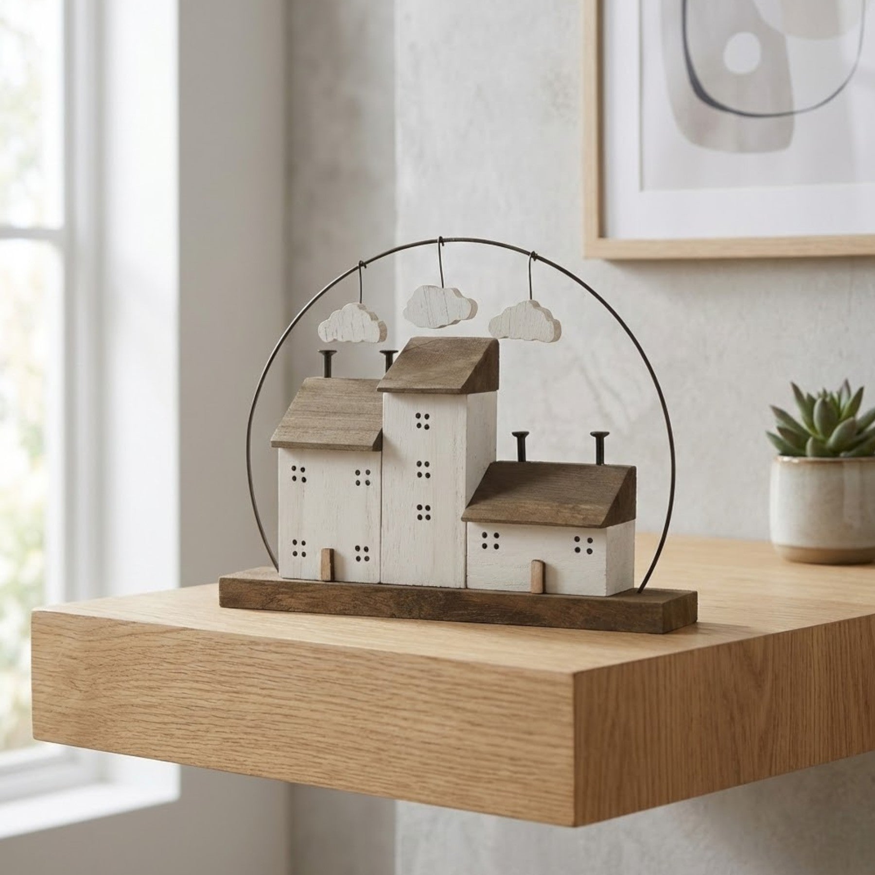 Wooden House Clouds Ornament