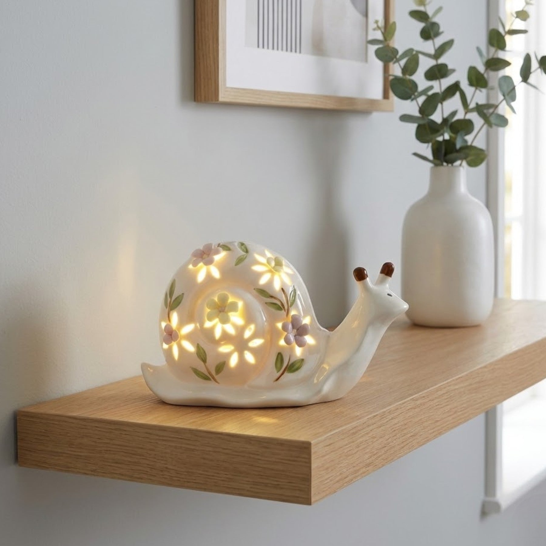 Floral Light Up Snail Ornament