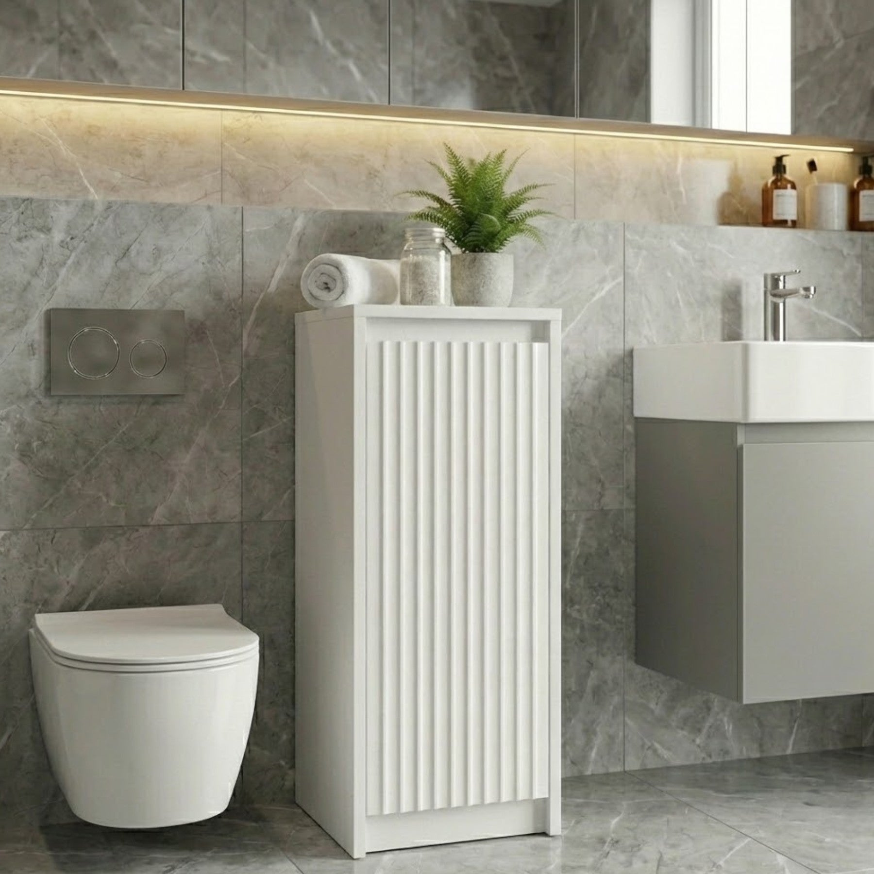 Maison Fluted Bathroom Storage Cabinet