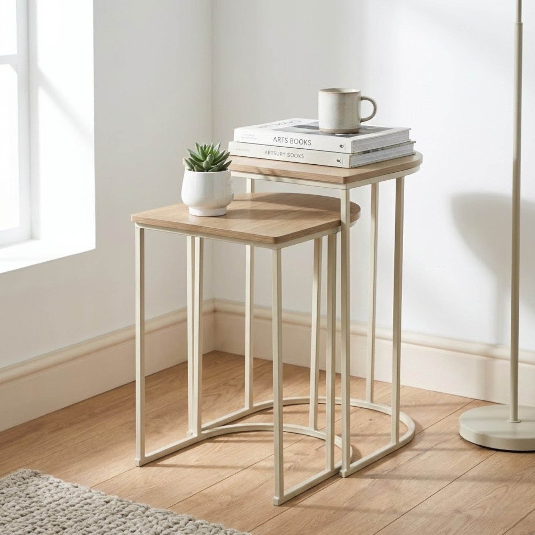 Natural Oak Effect Nesting Table Duo