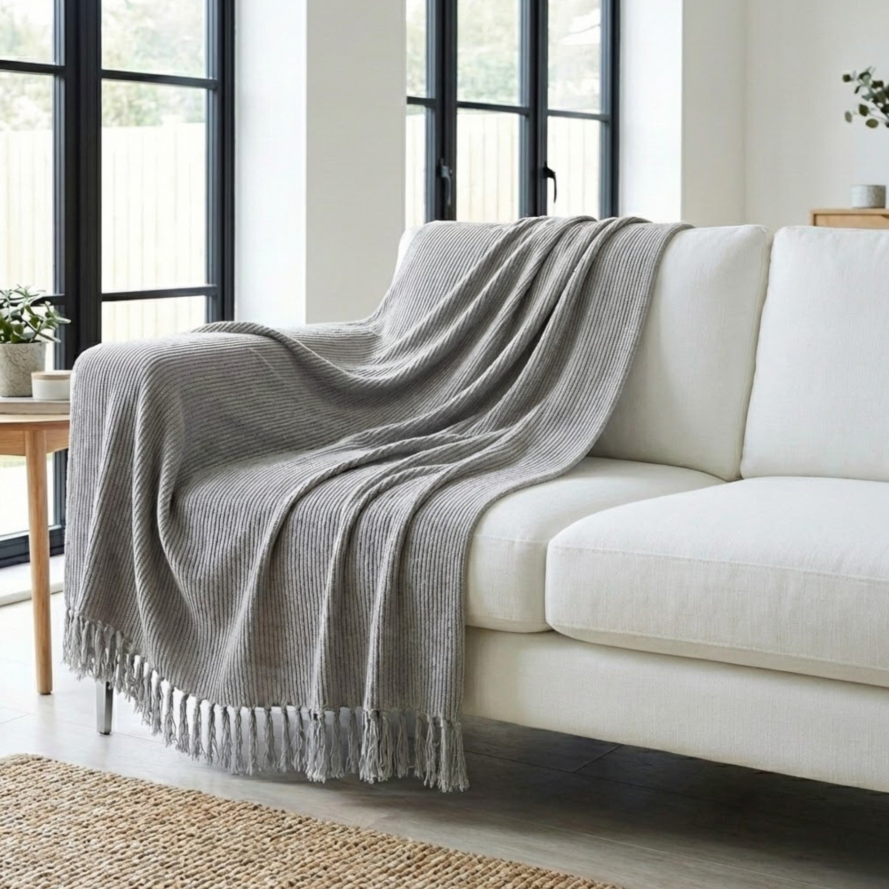 Maison Soft Grey Woven Throw