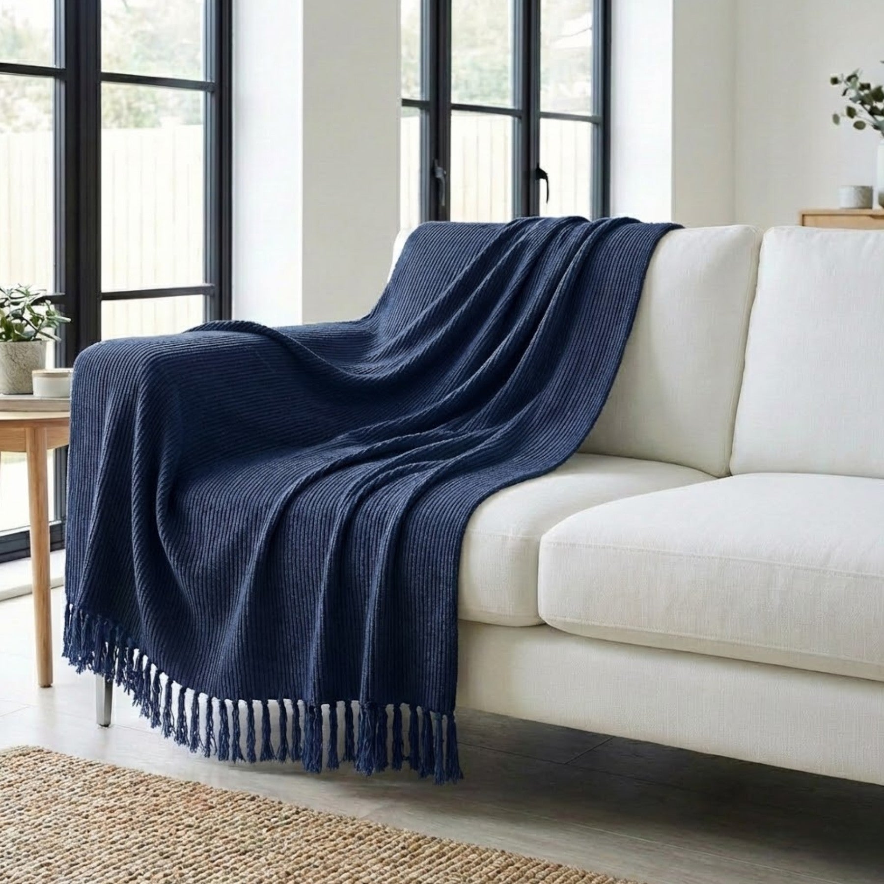 Maison Navy Woven Throw