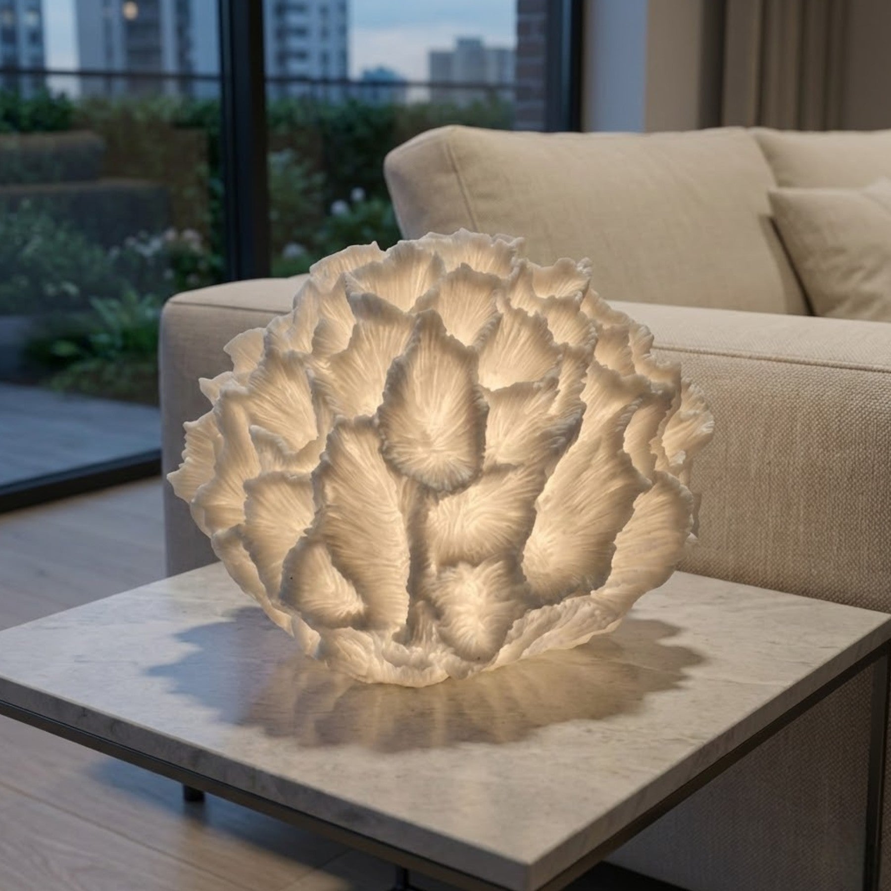 Natural Fossil Coral Table Lamp