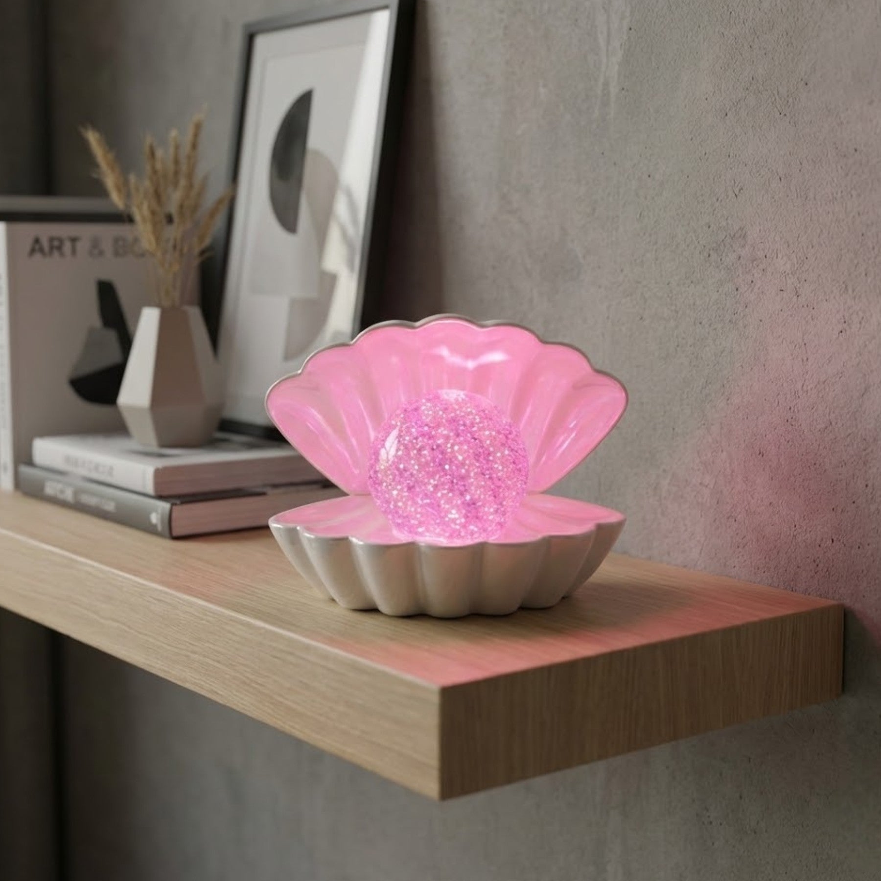 Pearlescent Clam Shell Glitter Lamp
