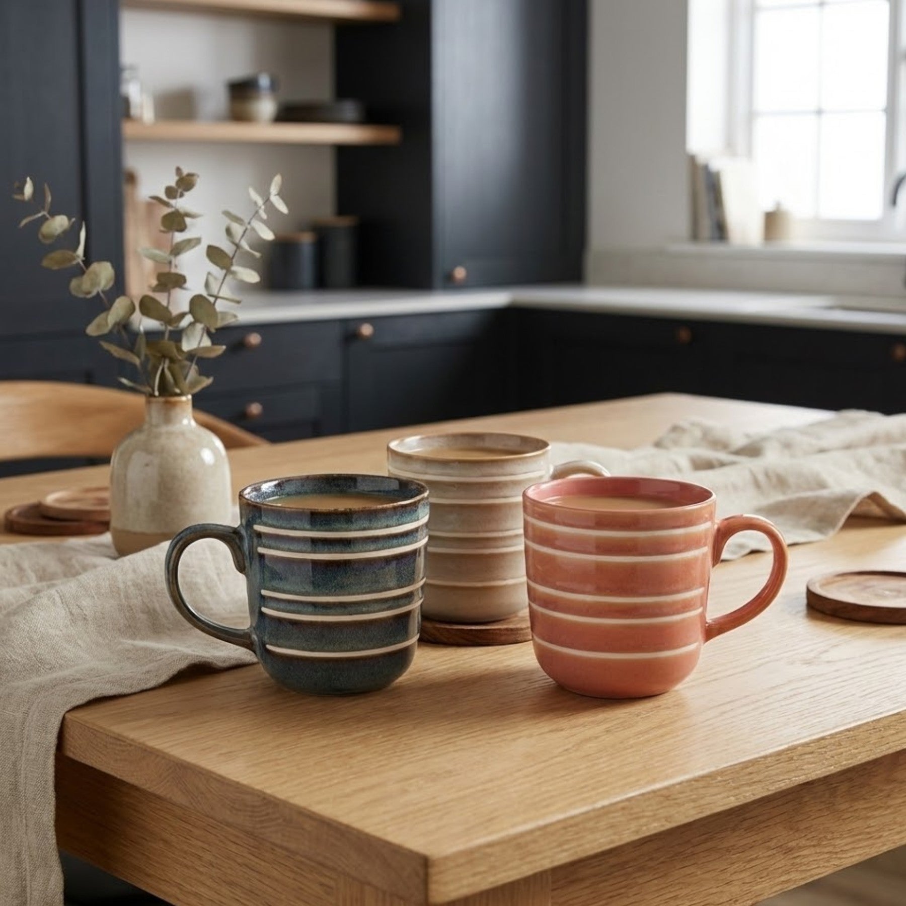 Reactive Glaze Stoneware Mug Trio