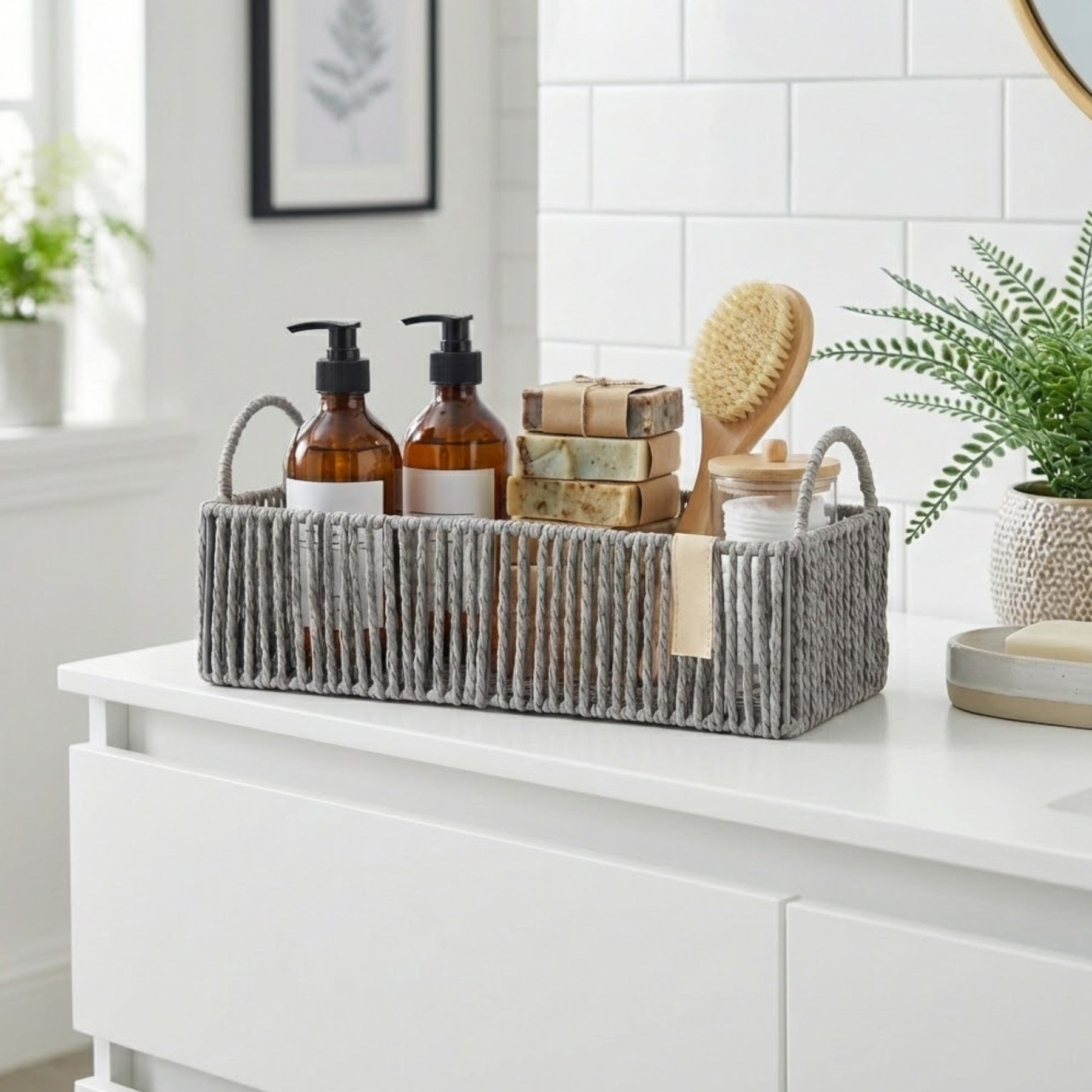 Woven Rattan Bathroom Basket