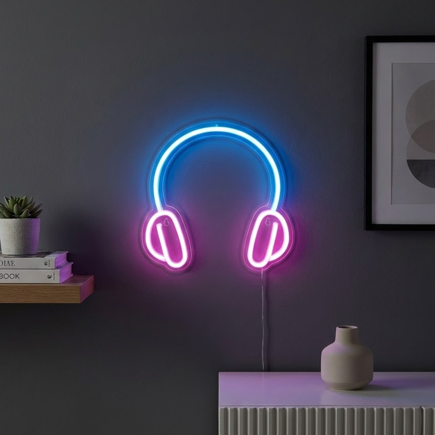 Headphones Neon Wall Light