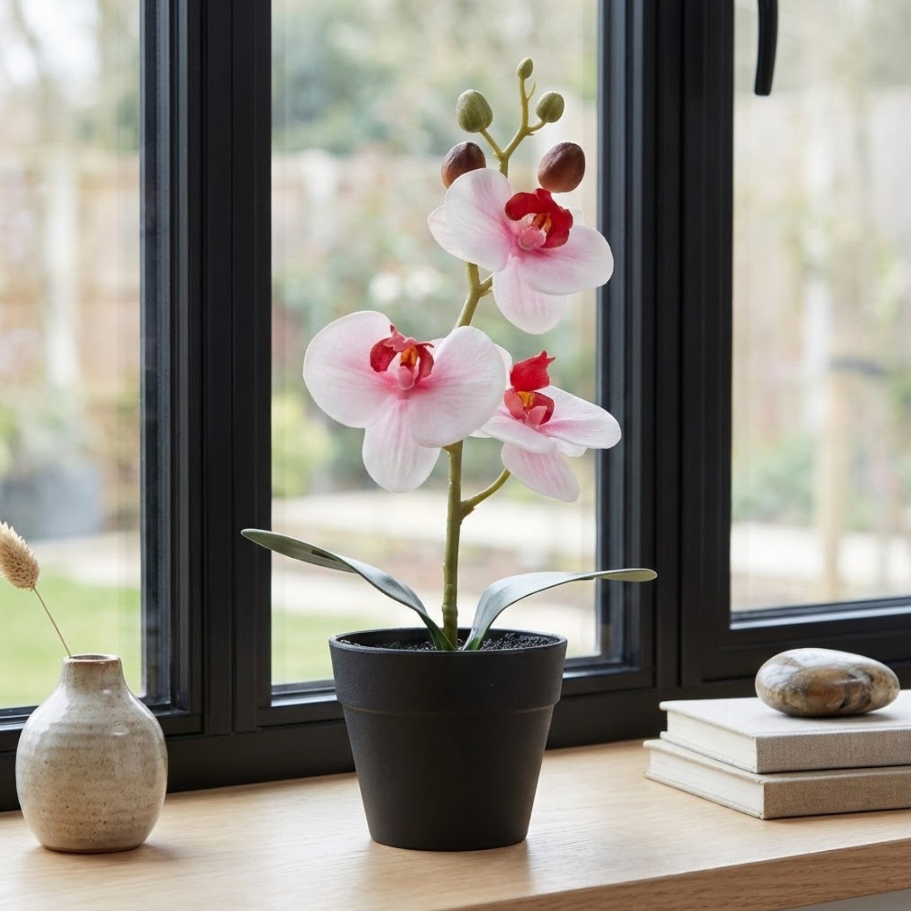 Artificial Blush Mini Orchid in Pot
