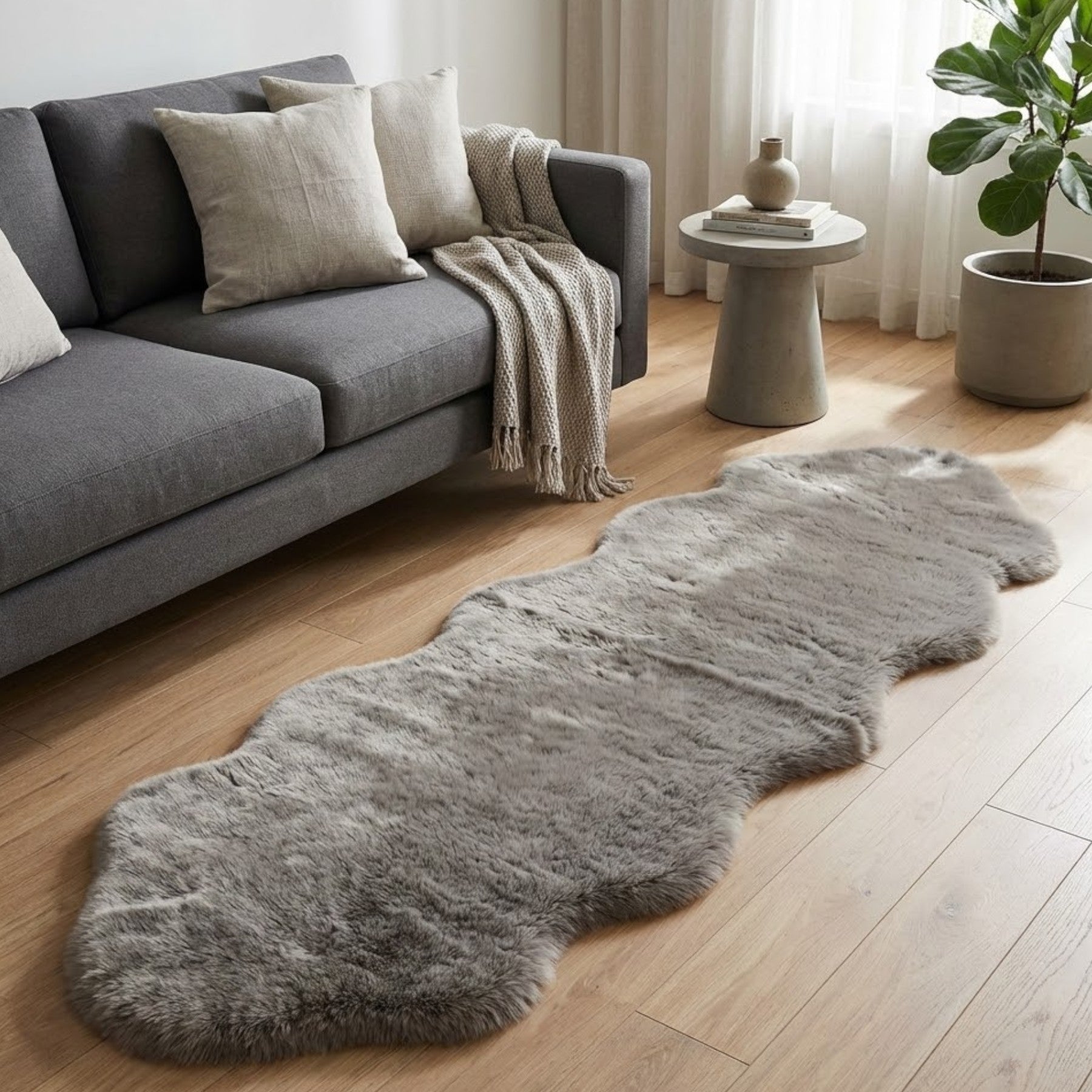 Maison Stone Double Faux Fur Accent Rug