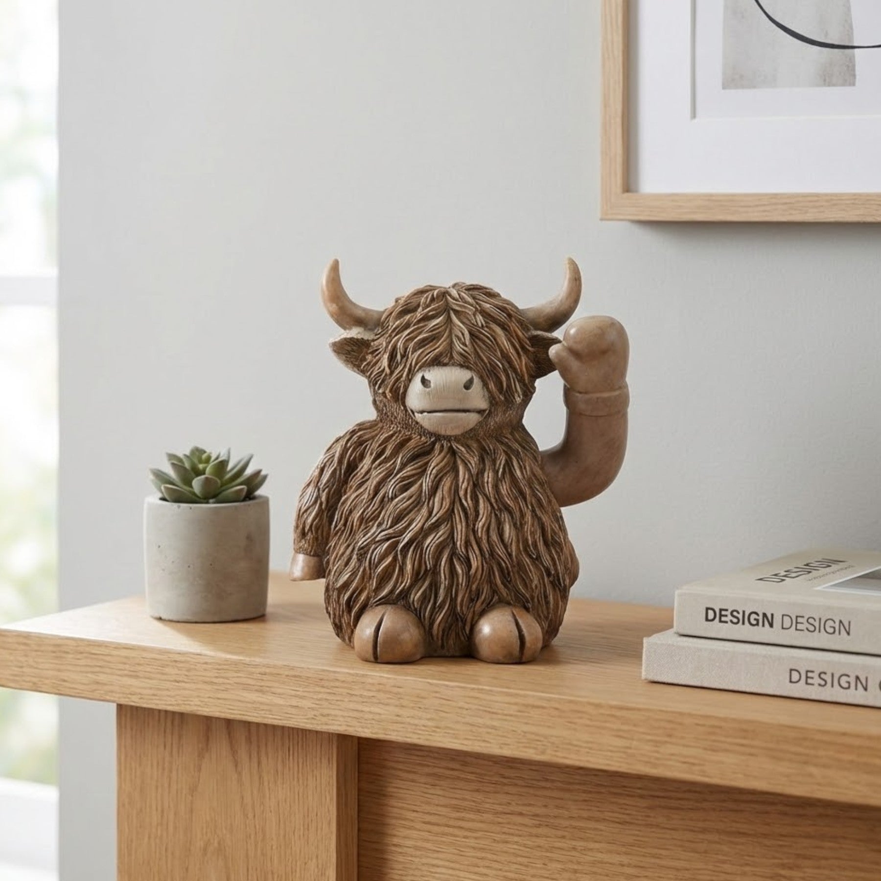 Waving Happy Highland Cow Ornament