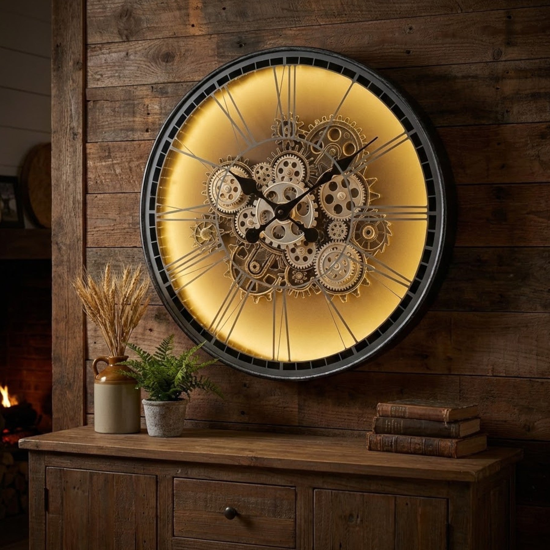 Artisan Silver Light Up Skeleton Wall Clock