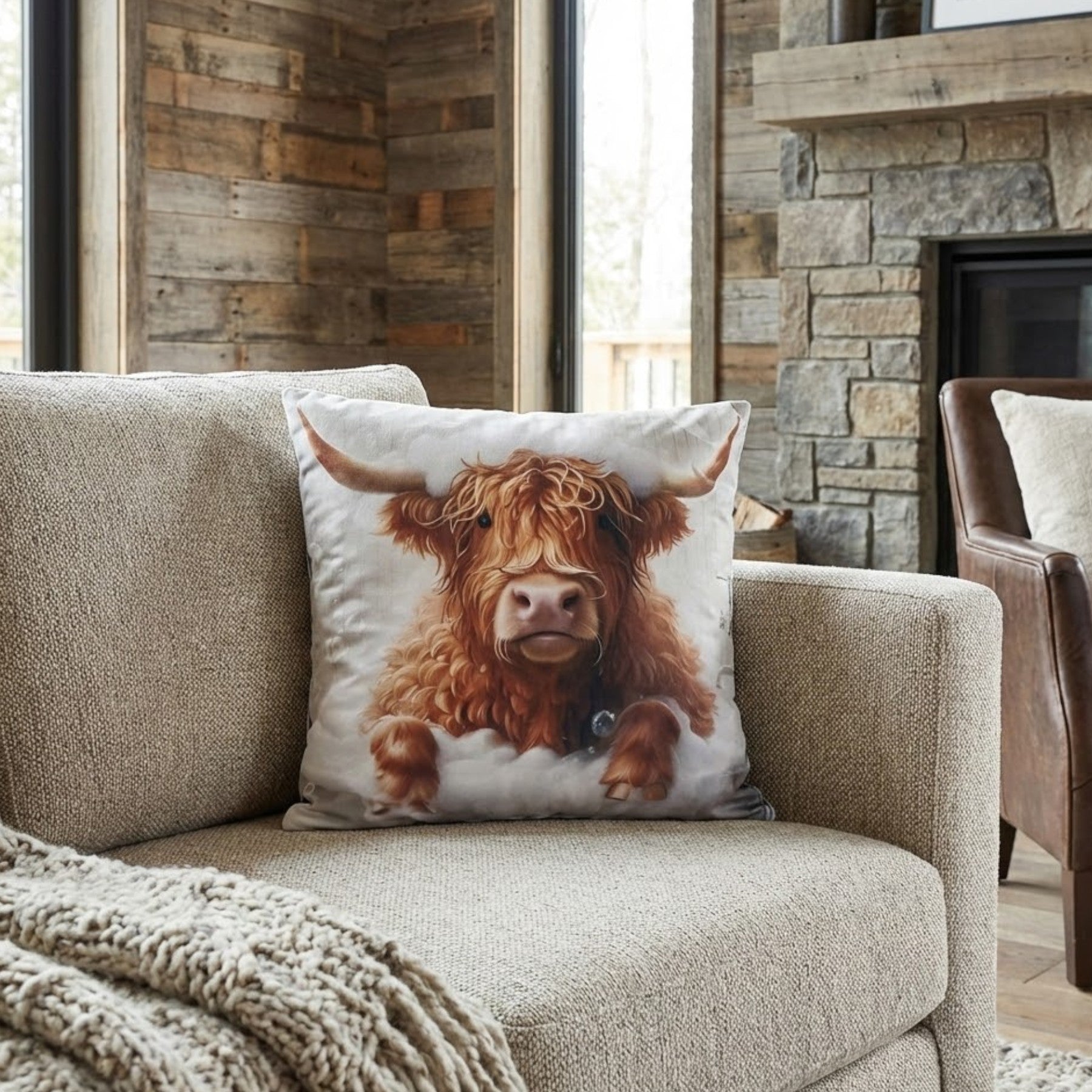 Highland Cow In Bath Cushion