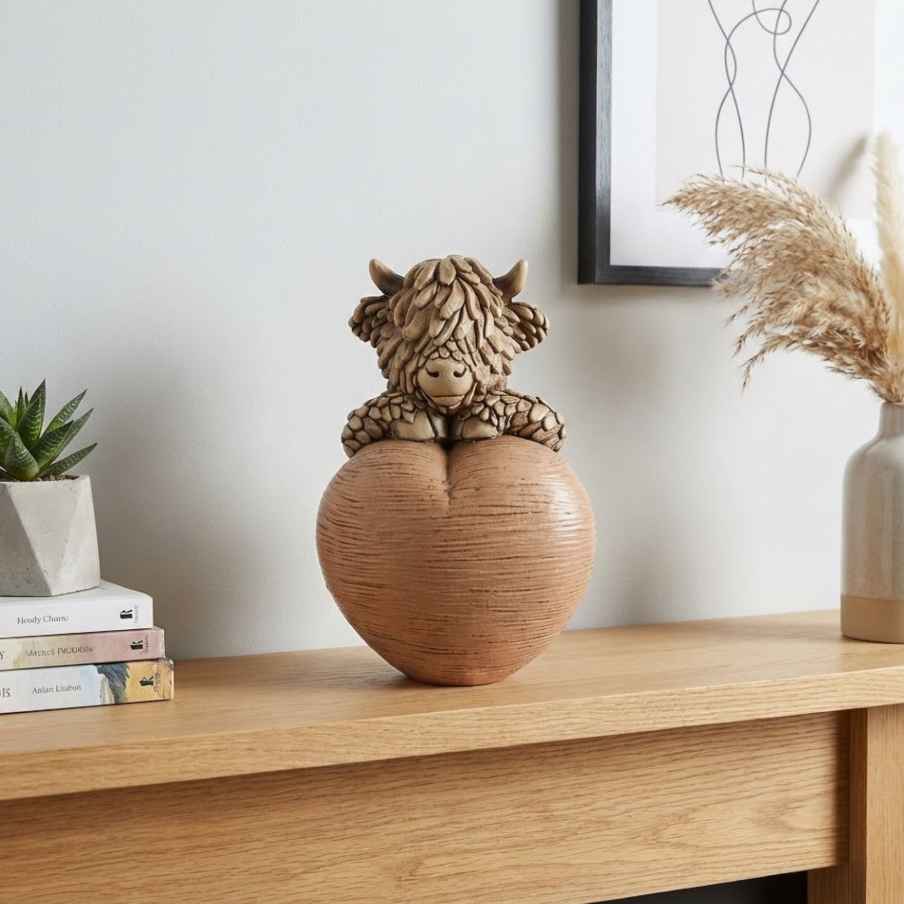 Highland Cow Wooden Heart Ornament