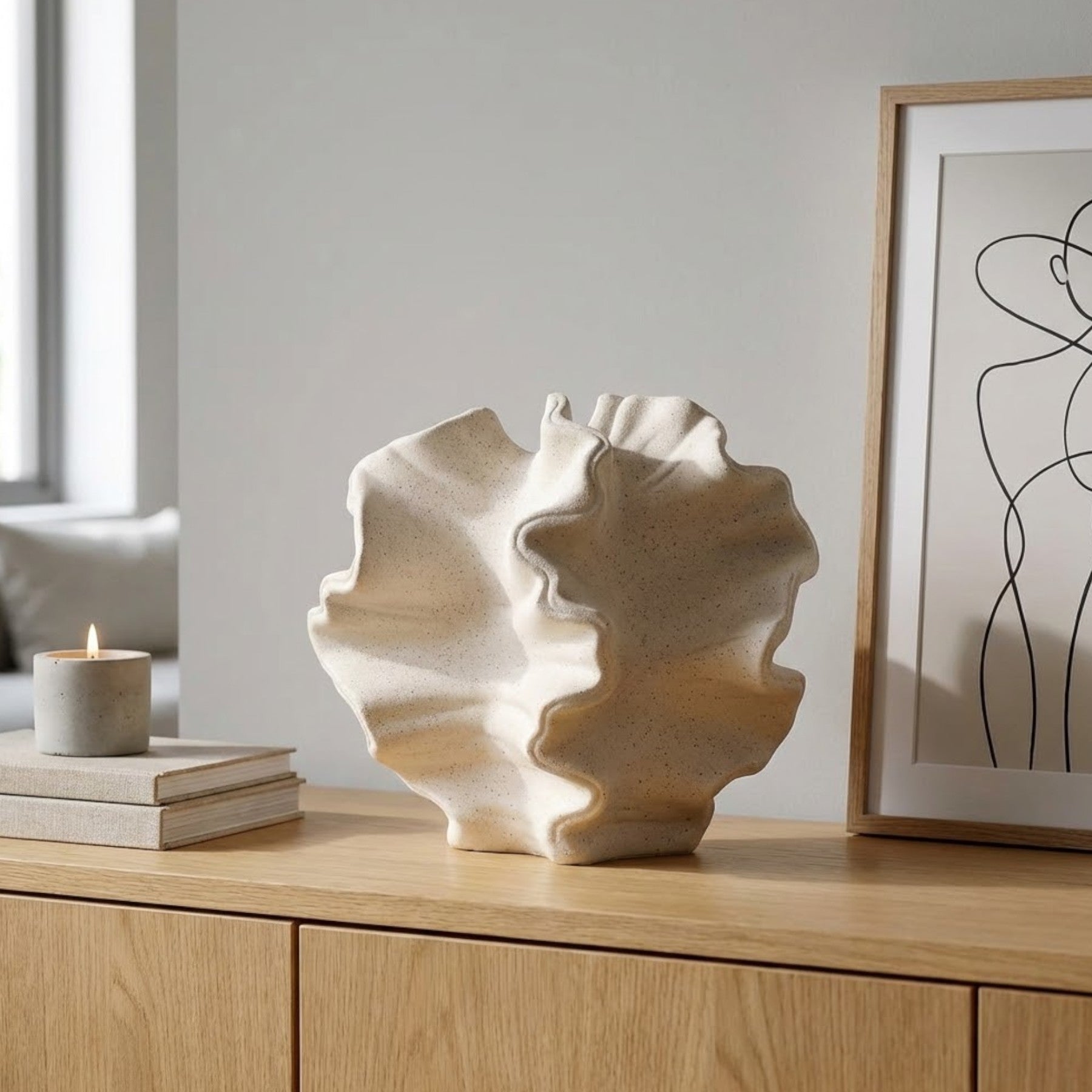 Blanc Sculpted Coral Stoneware Vase