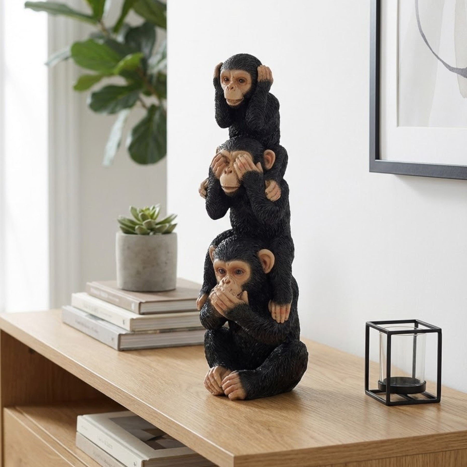 Stacked Wise Cheeky Monkeys Ornament