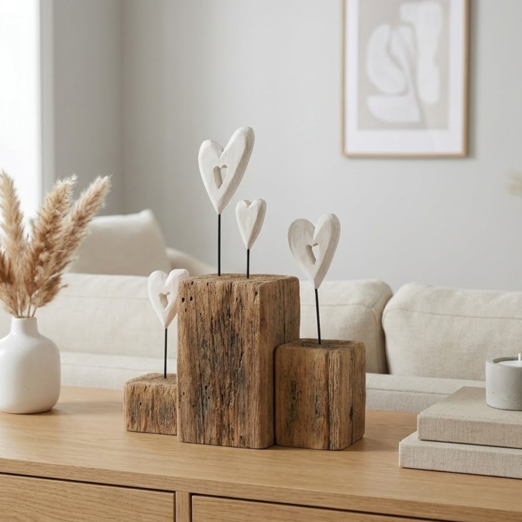 Wooden Love Hearts On Blocks