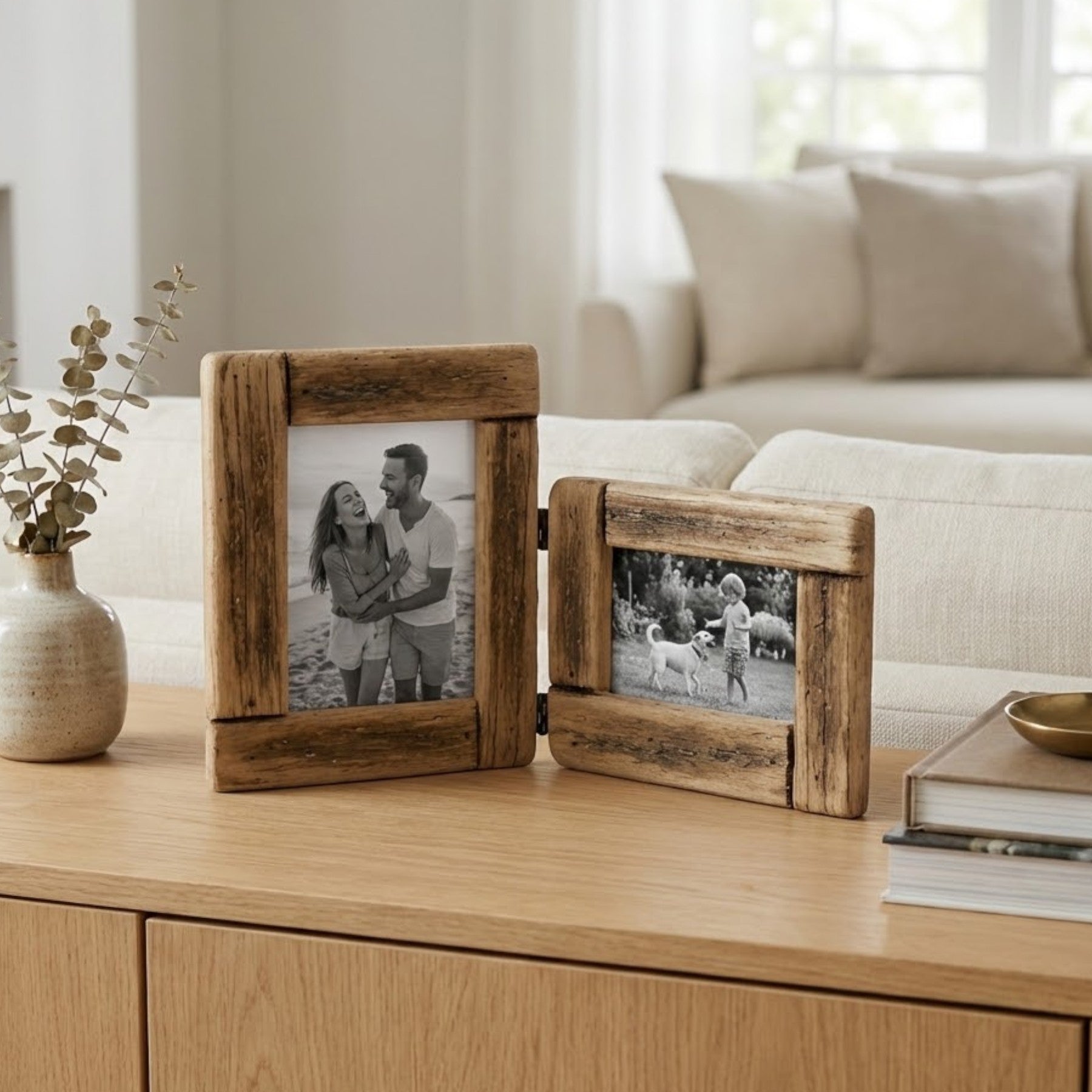 Folding Wooden Multi Photo Frame