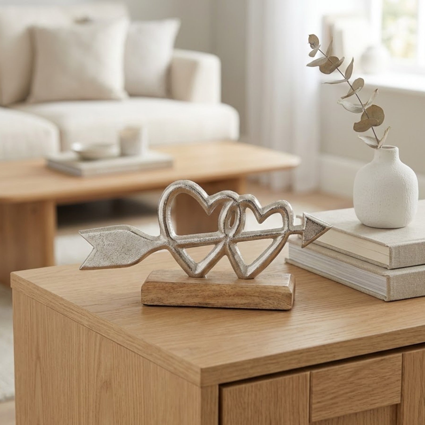 Double Heart Cupid Mounted Ornament