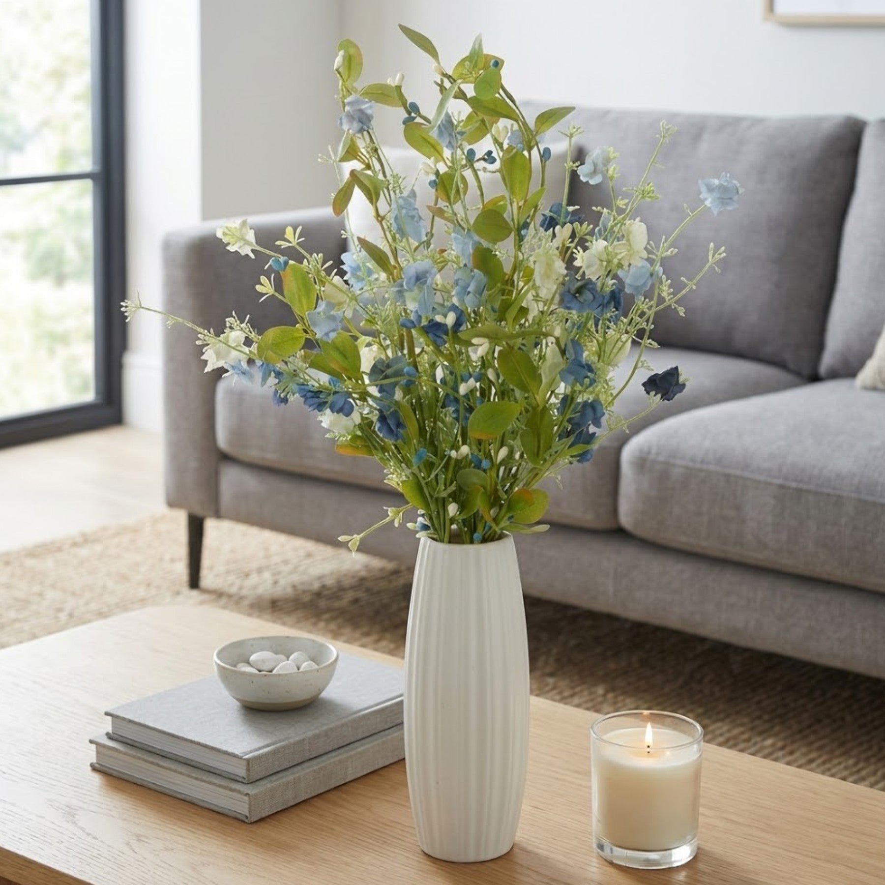Blue Wildflower Faux Stem in Vase