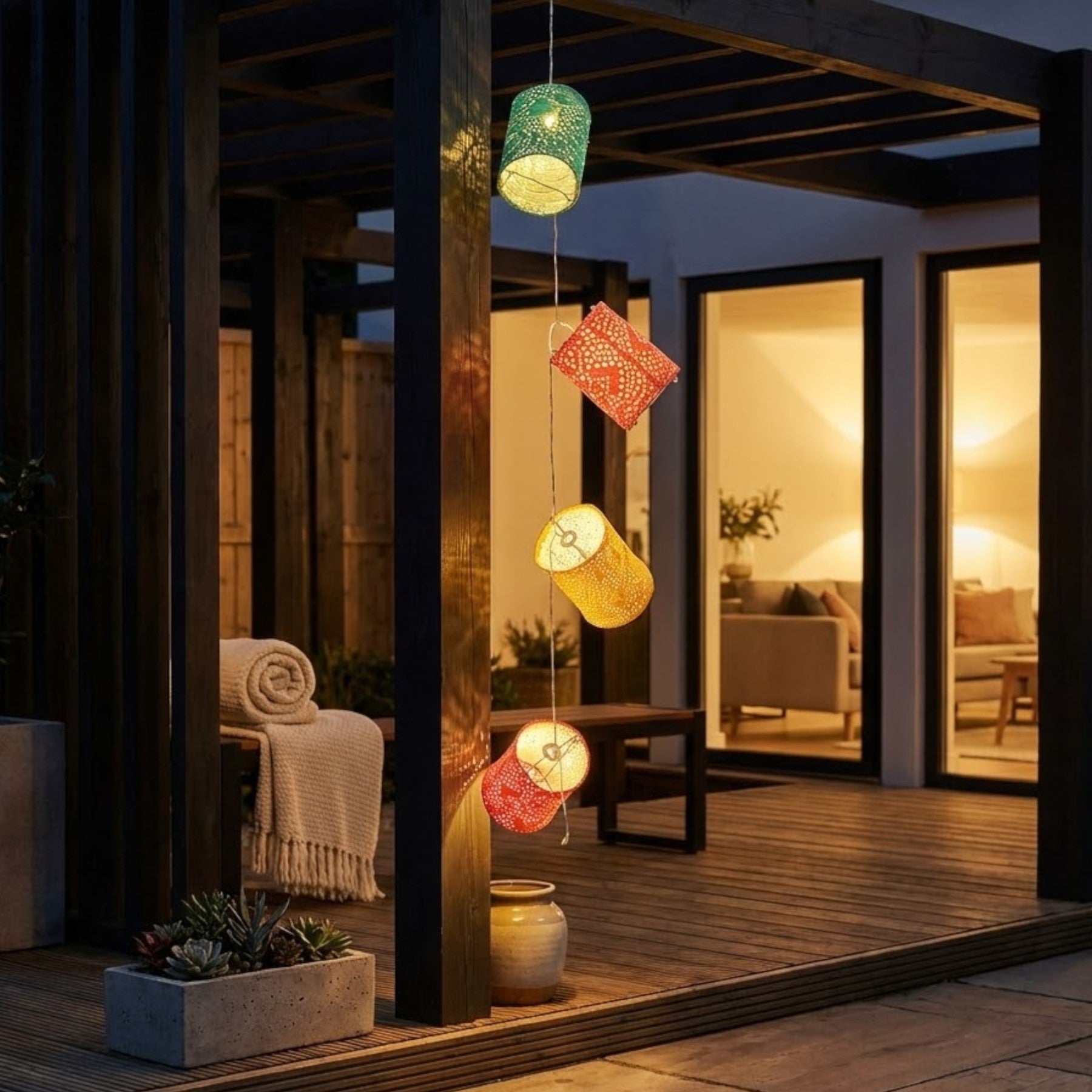 Solar Hanging Boho Chain Lantern