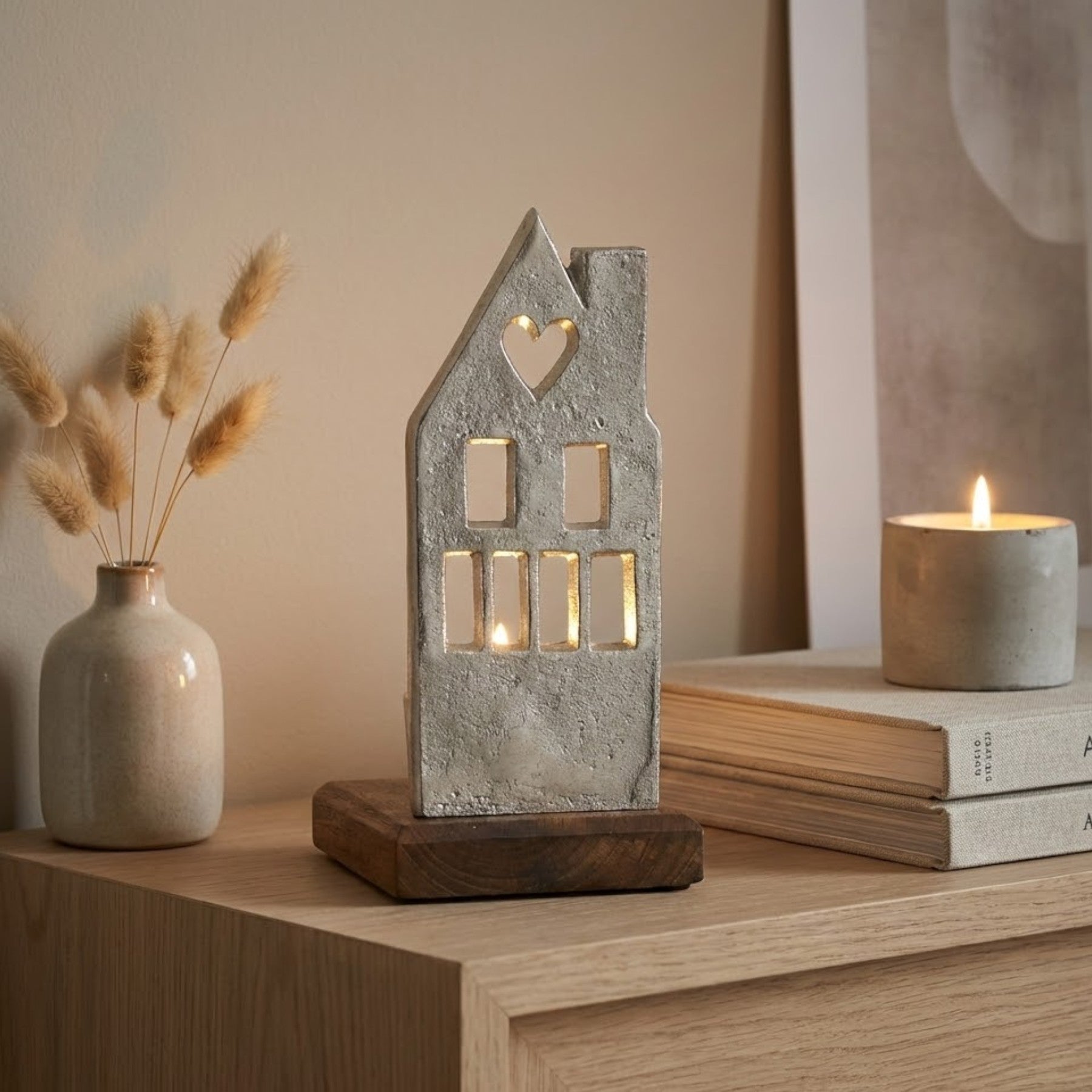 Cut Out House On Base Candle Holder