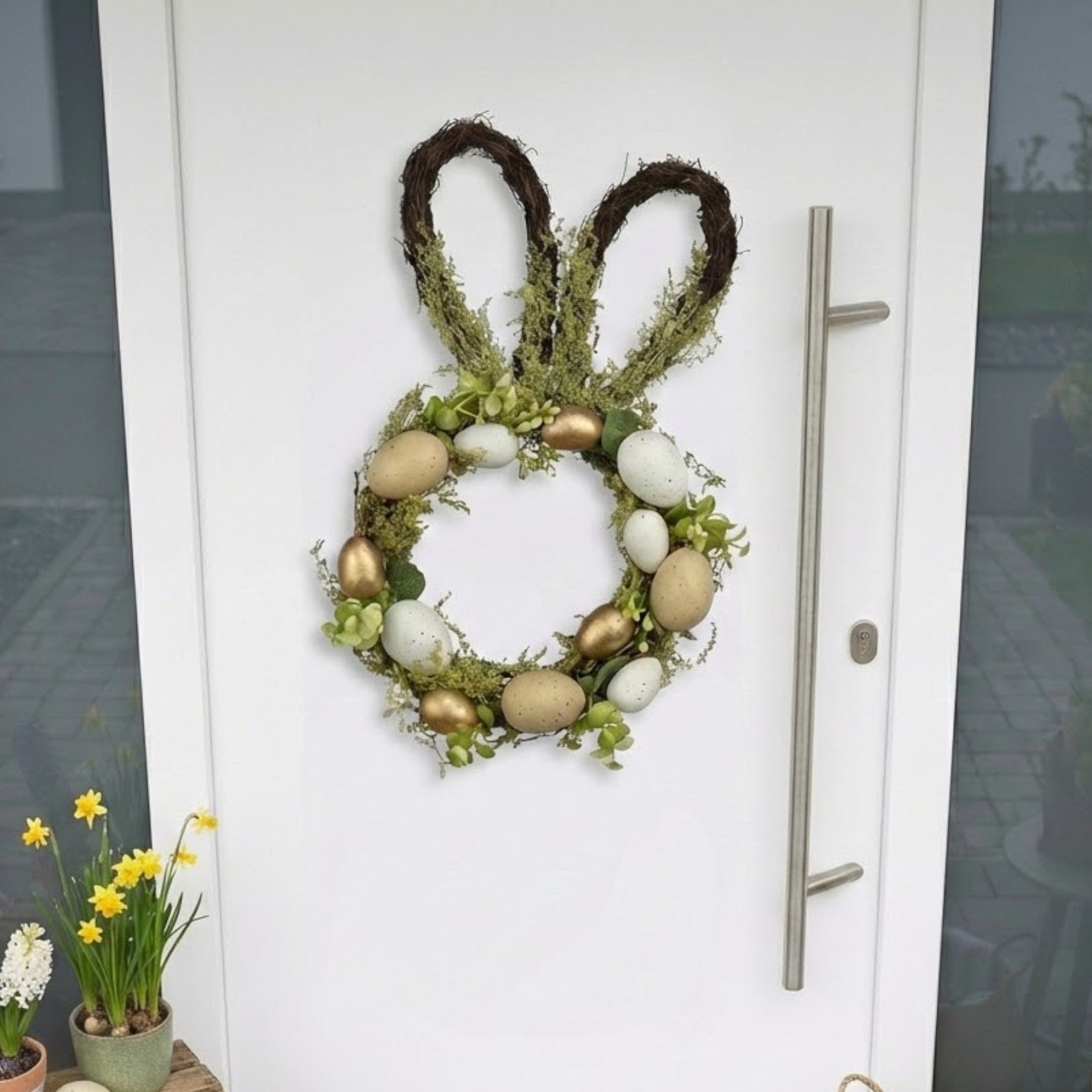 Hanging Golden Eggs Bunny Wreath