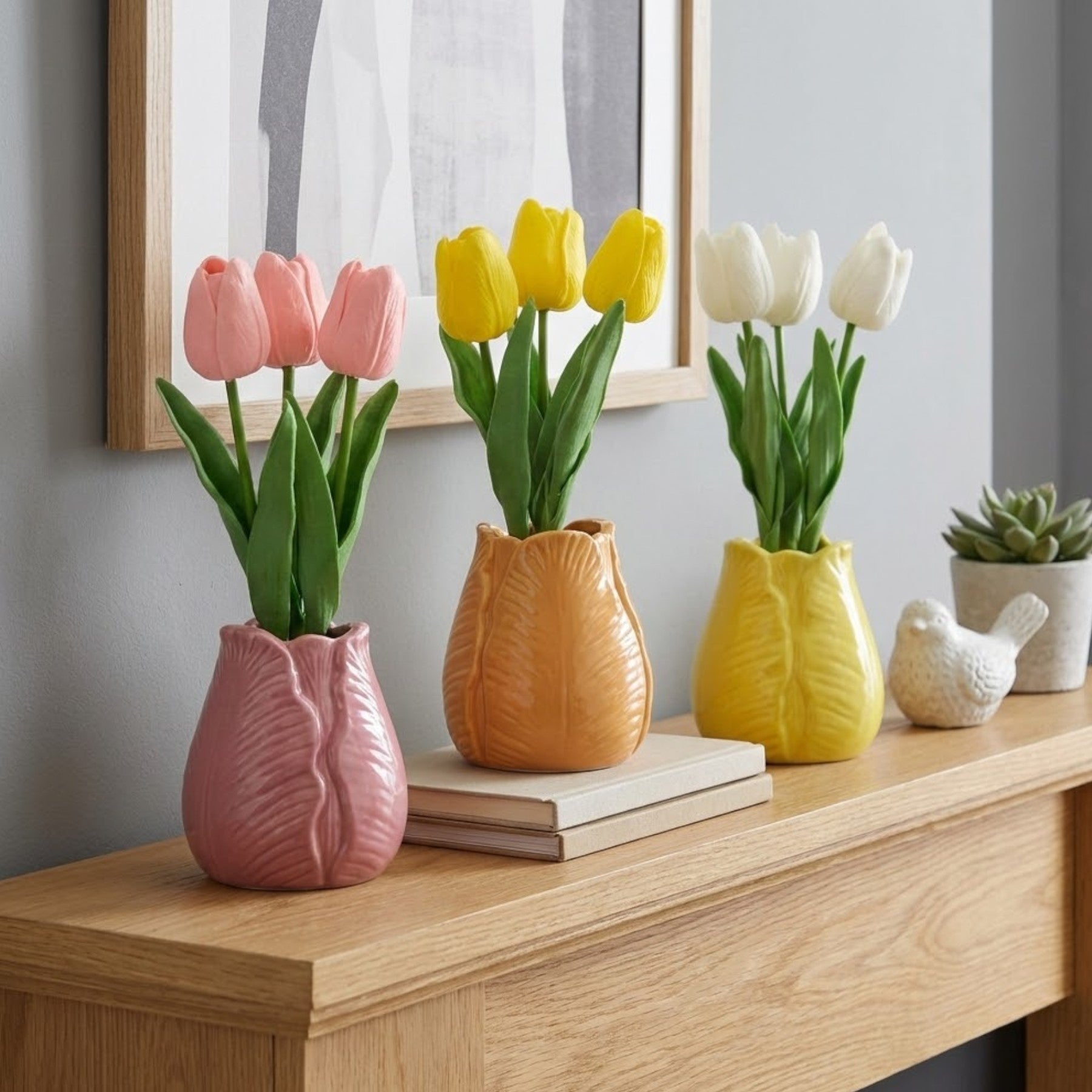 Trio Artificial Tulip In Vase Set