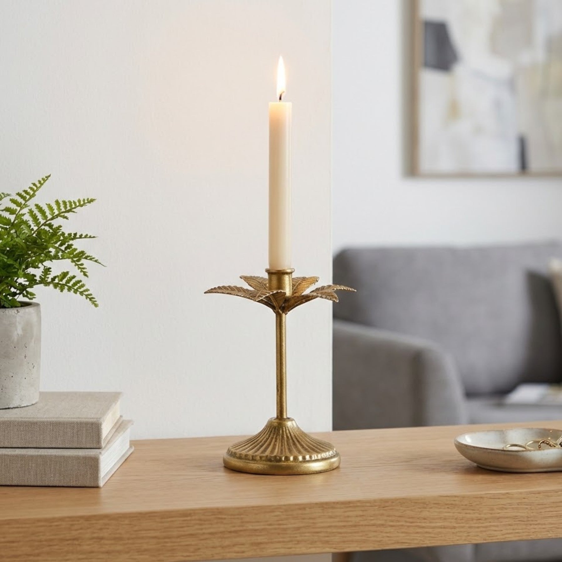Golden Flower Taper Candle Holder