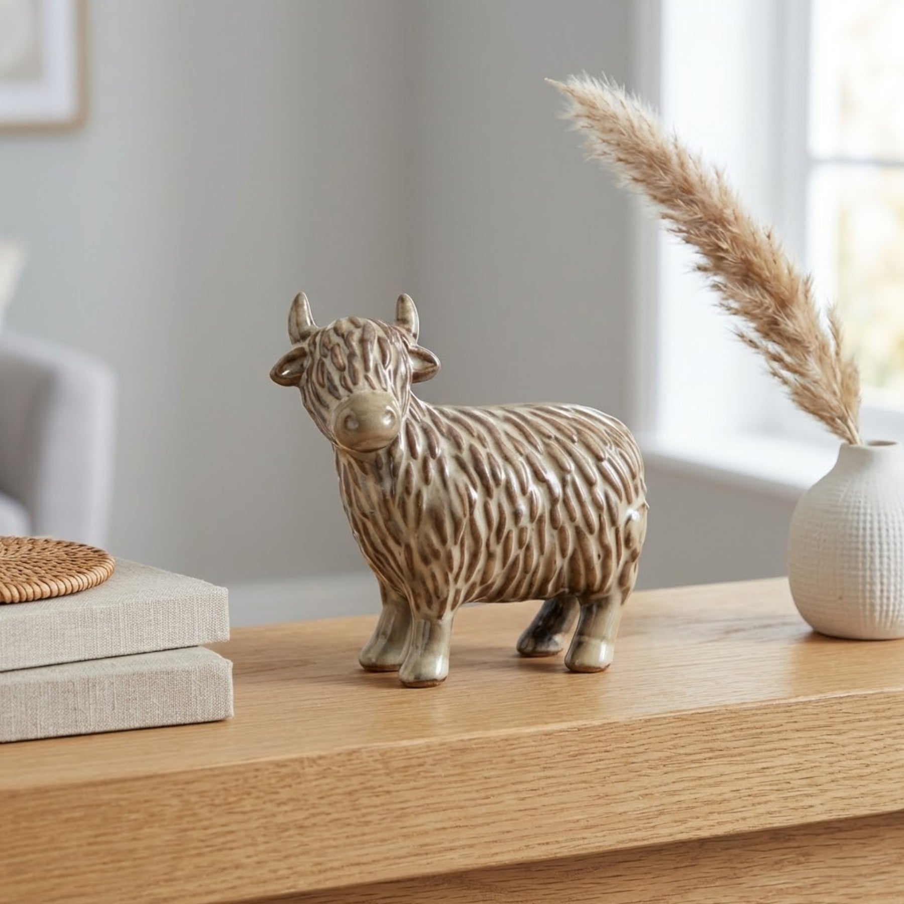 Chic Glazed Highland Cow Ornament