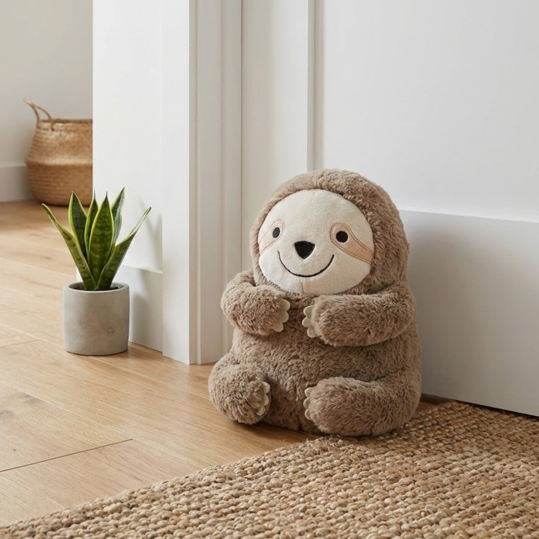Plush Sitting Furry Sloth Door Stopper