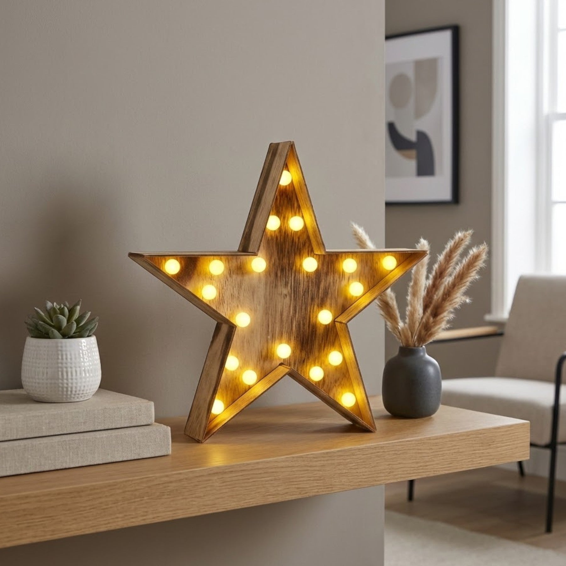 Wooden Star LED Light Decoration