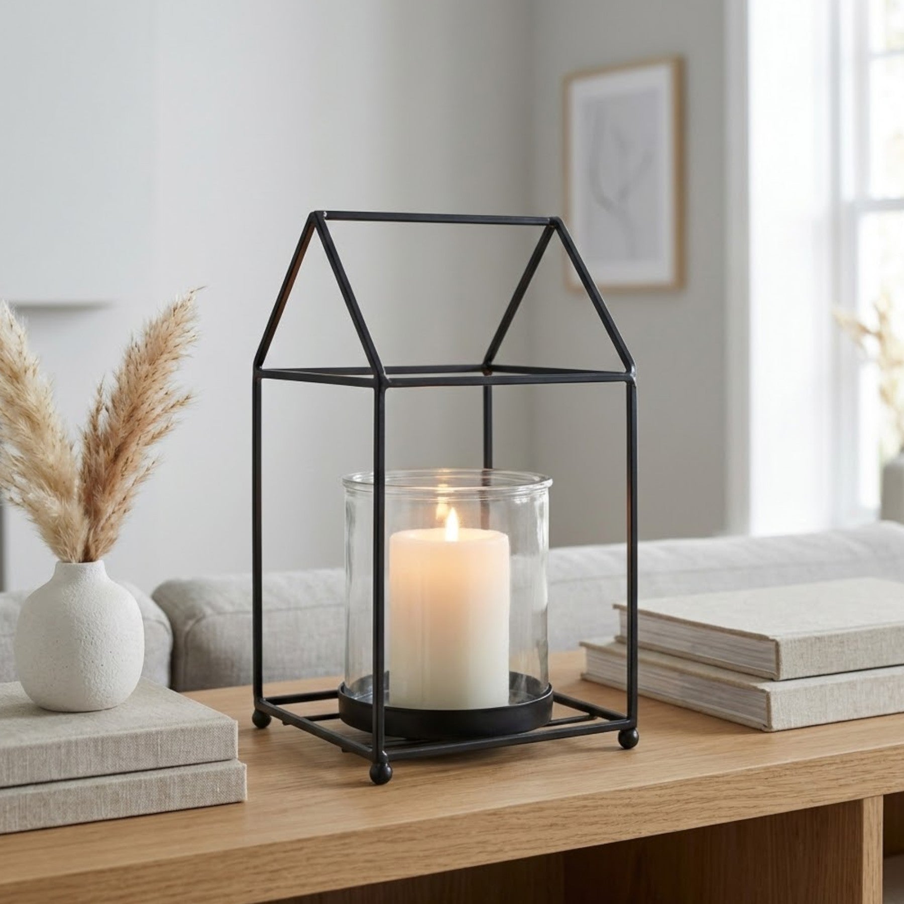 Black Framed House Candle Holder