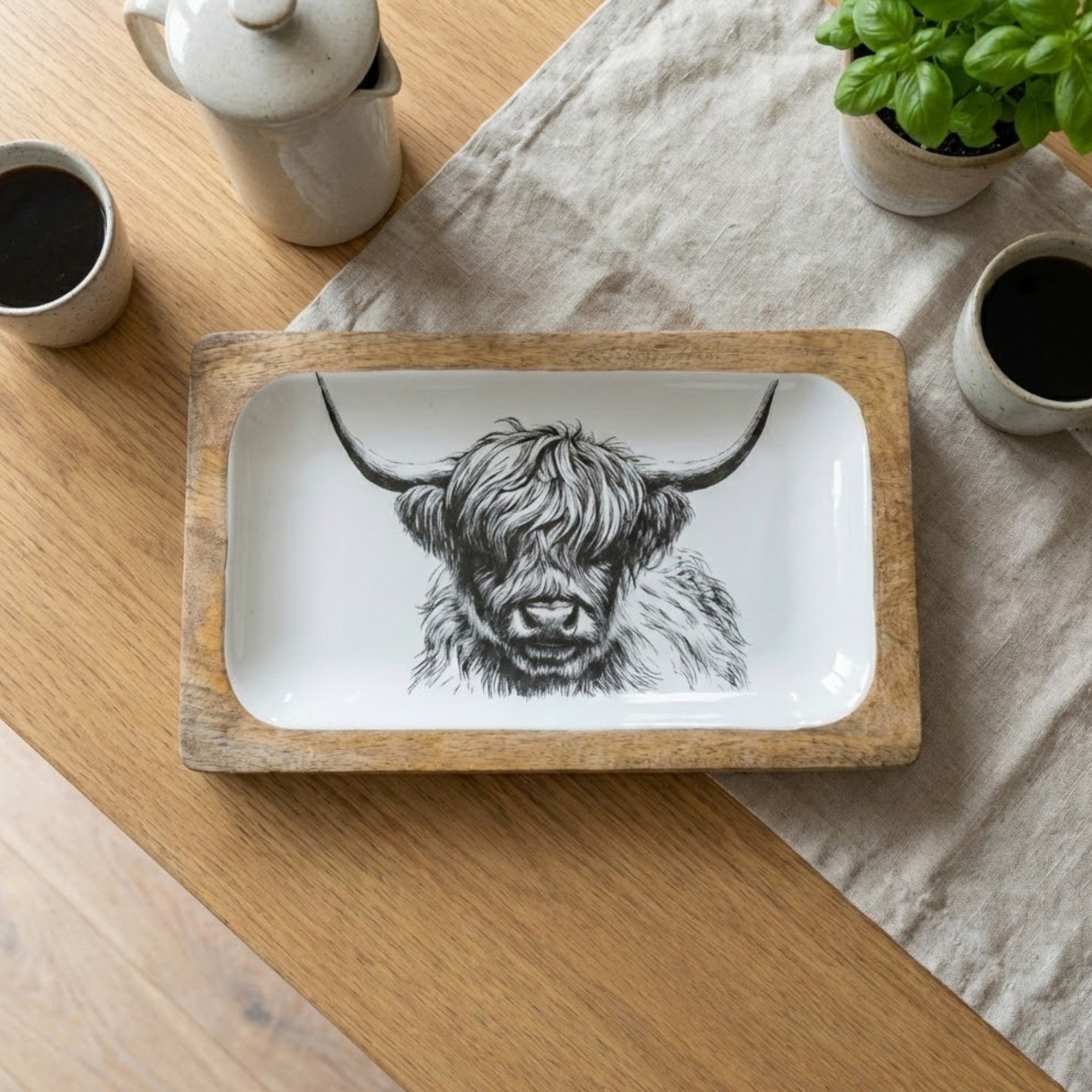 Highland Cow Enamel Serving Tray