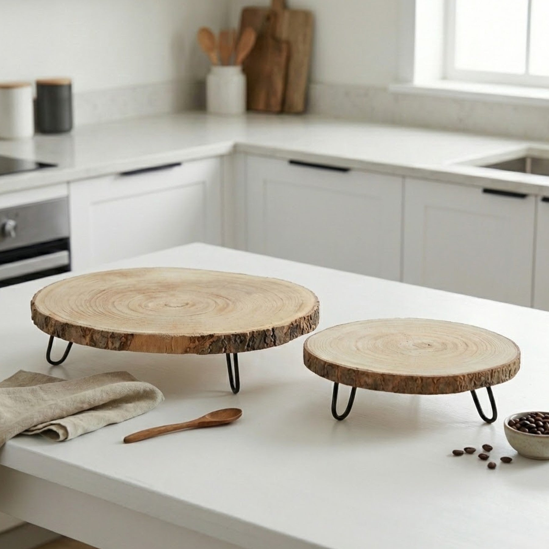 Wooden Log Serving Plate Duo