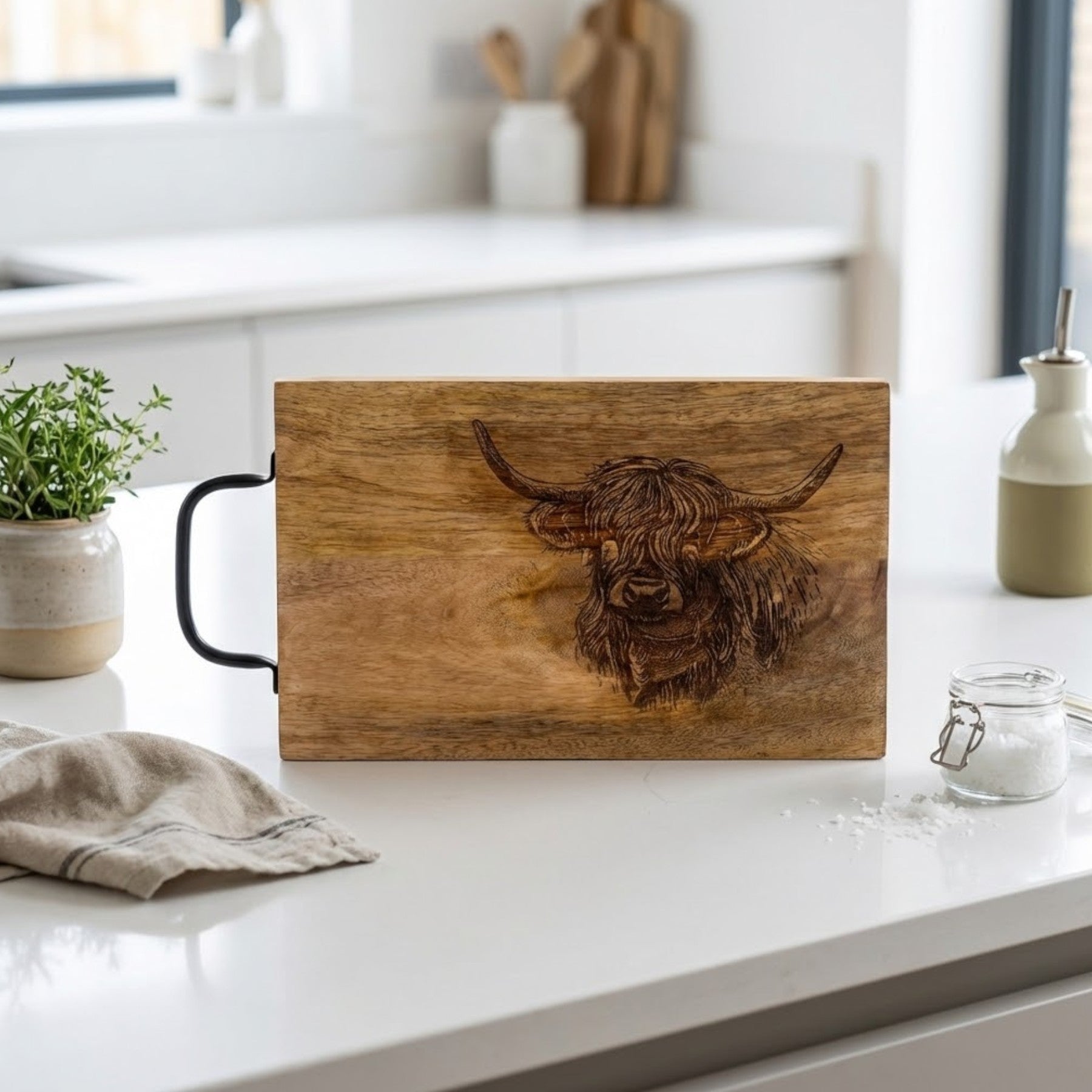 Highland Cow Wooden Chopping Board