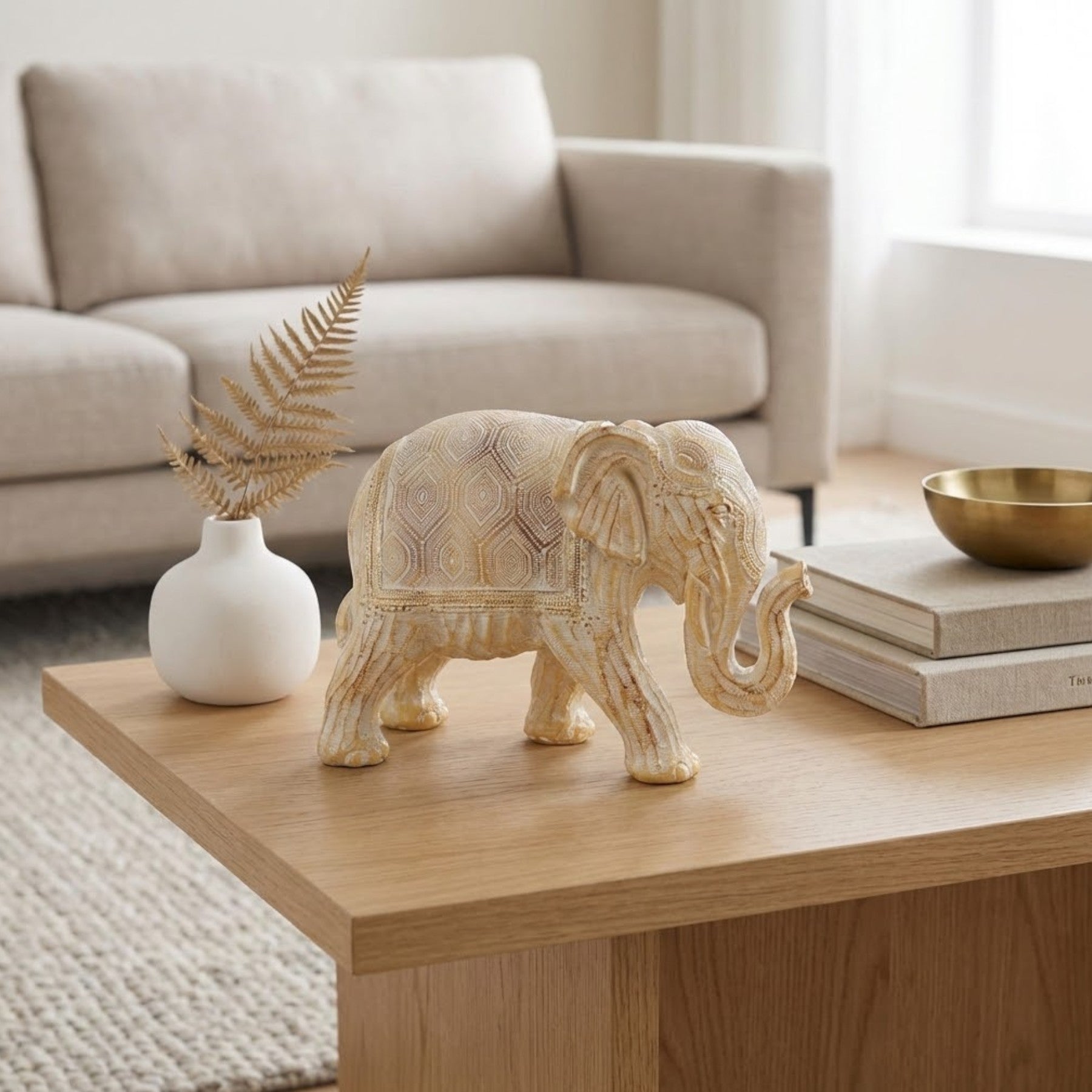 Majestic Carved Elephant Ornament