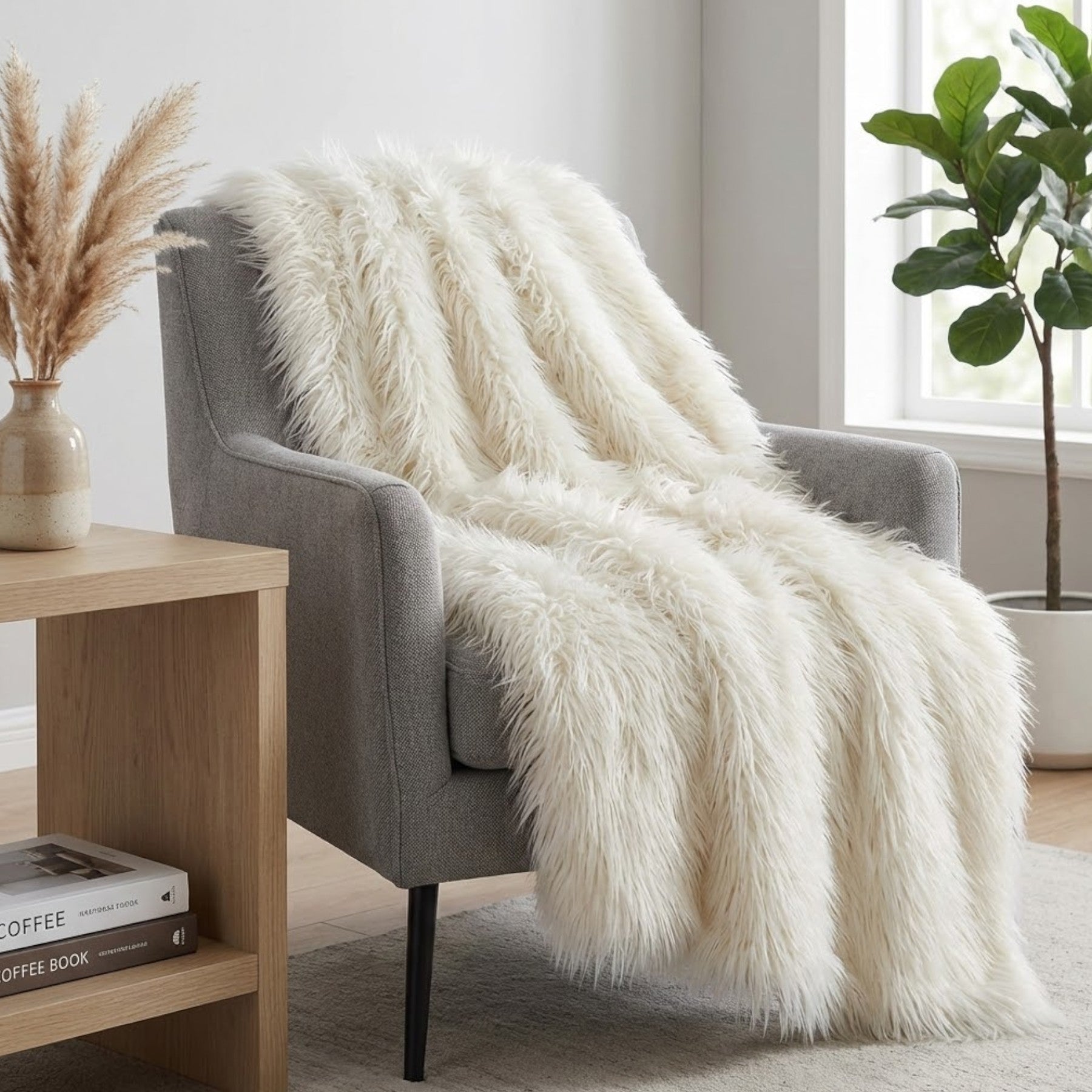 Faux Fur Snuggle Sofa Throw