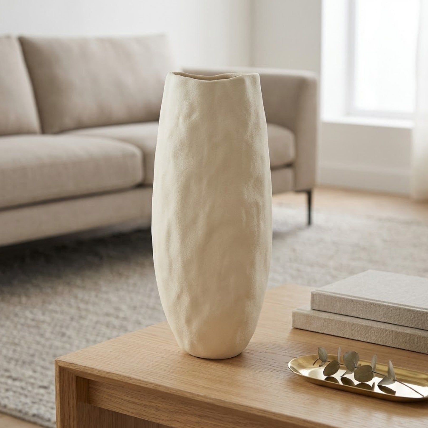 Tall Vanilla Wave Top Vase