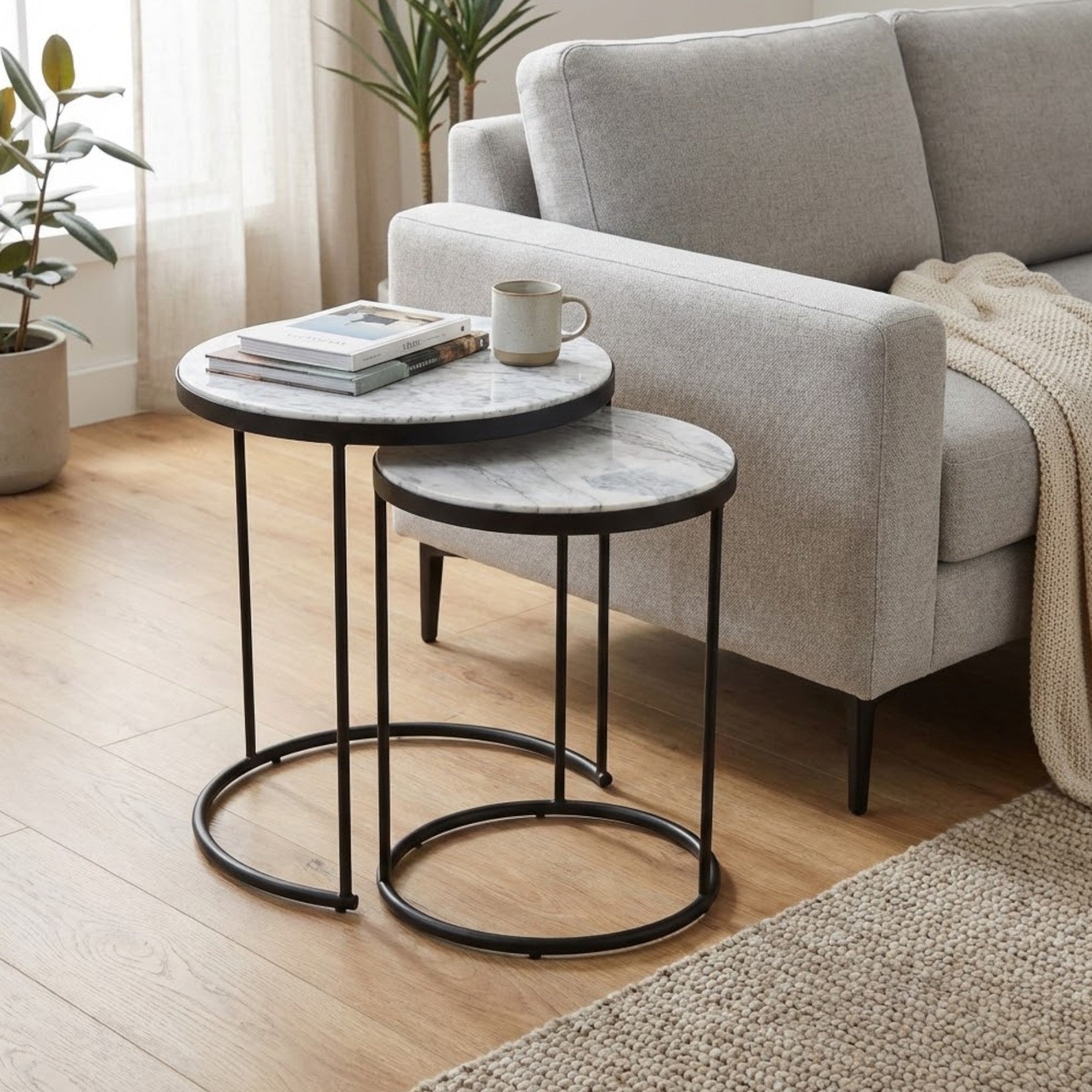 Duo Marble Tops Nesting Side Tables