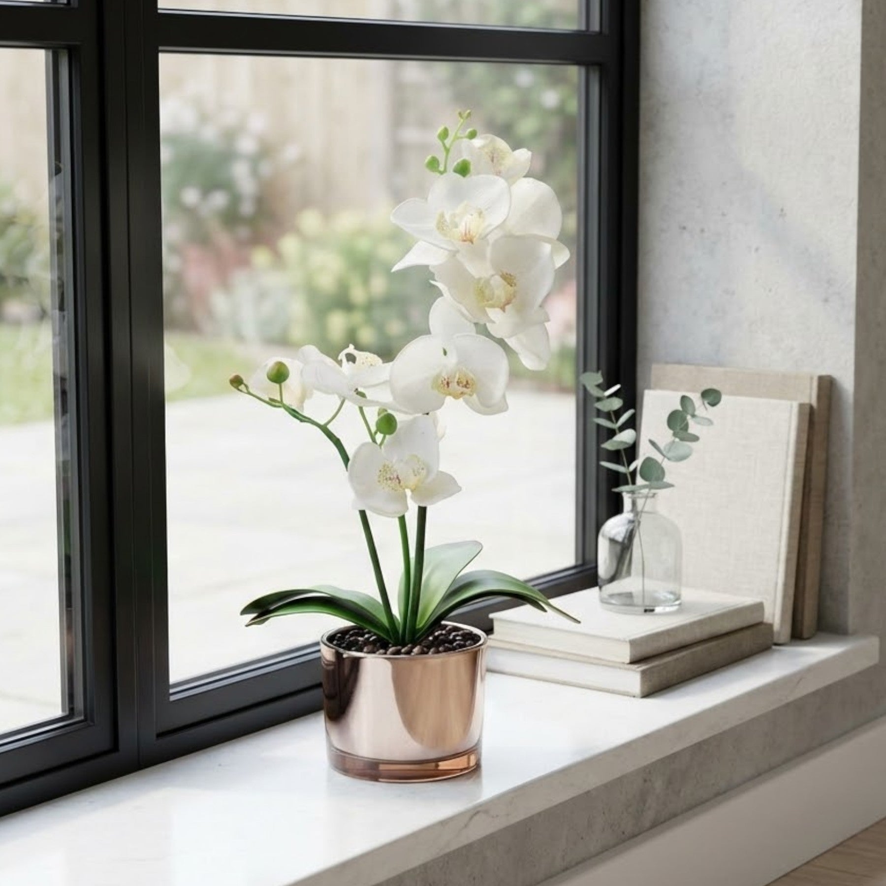 Artificial Flower Patch Orchid In Pot