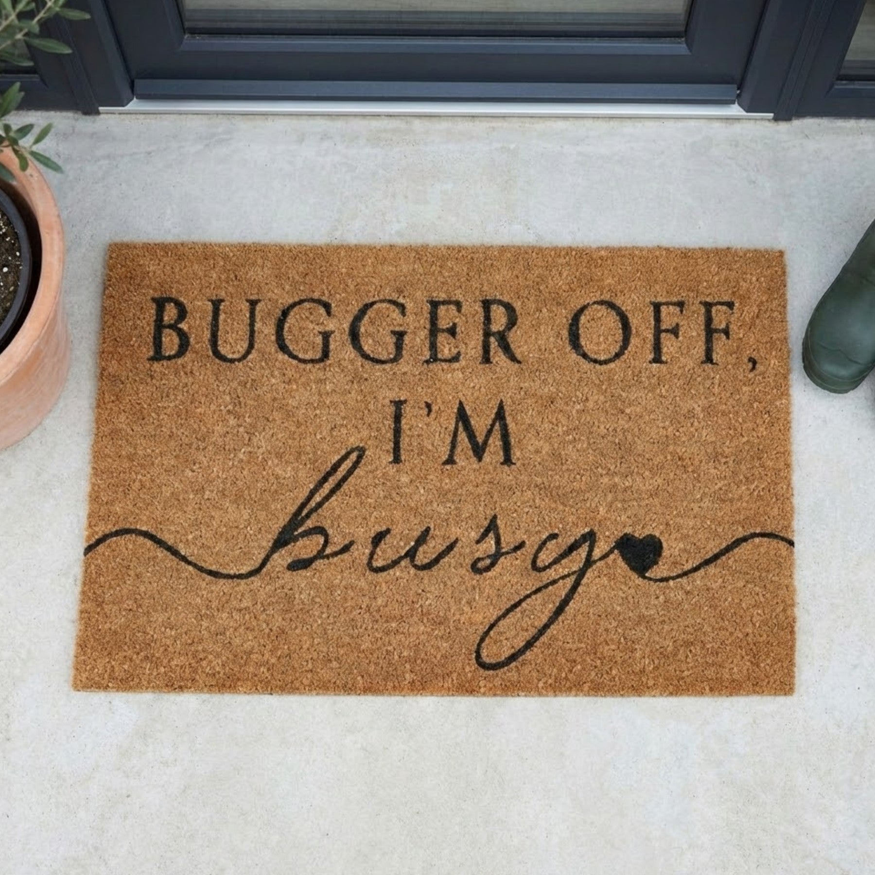 Im Busy Printed Coir Doormat