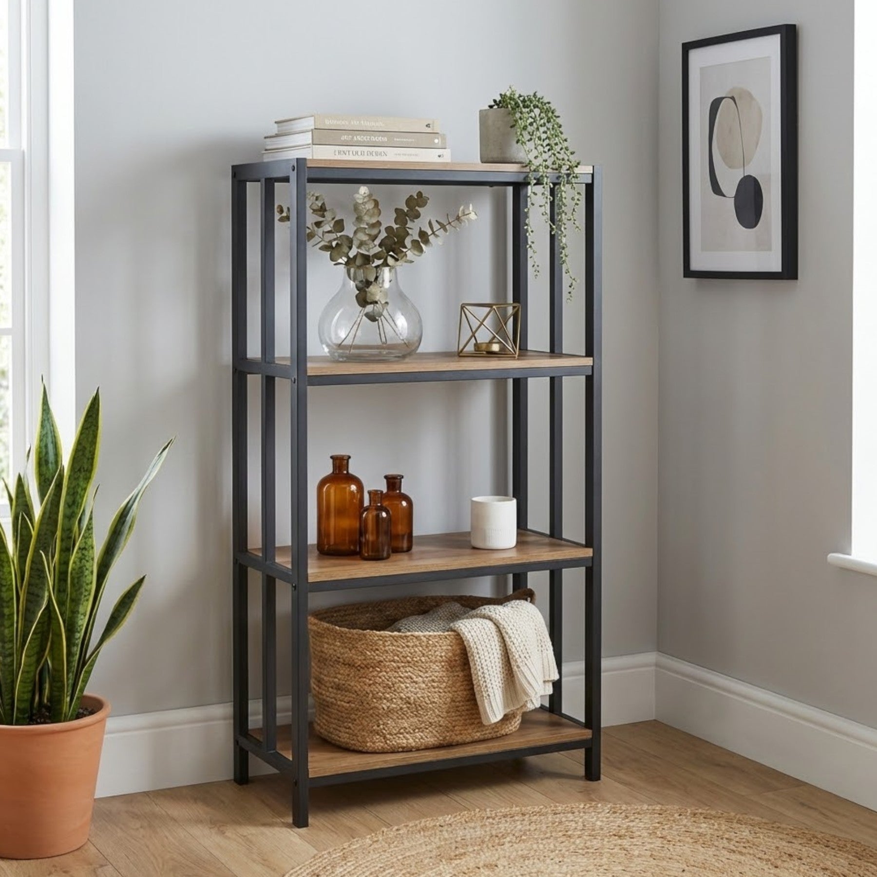 3 Tier Free Standing Wooden Shelving Unit
